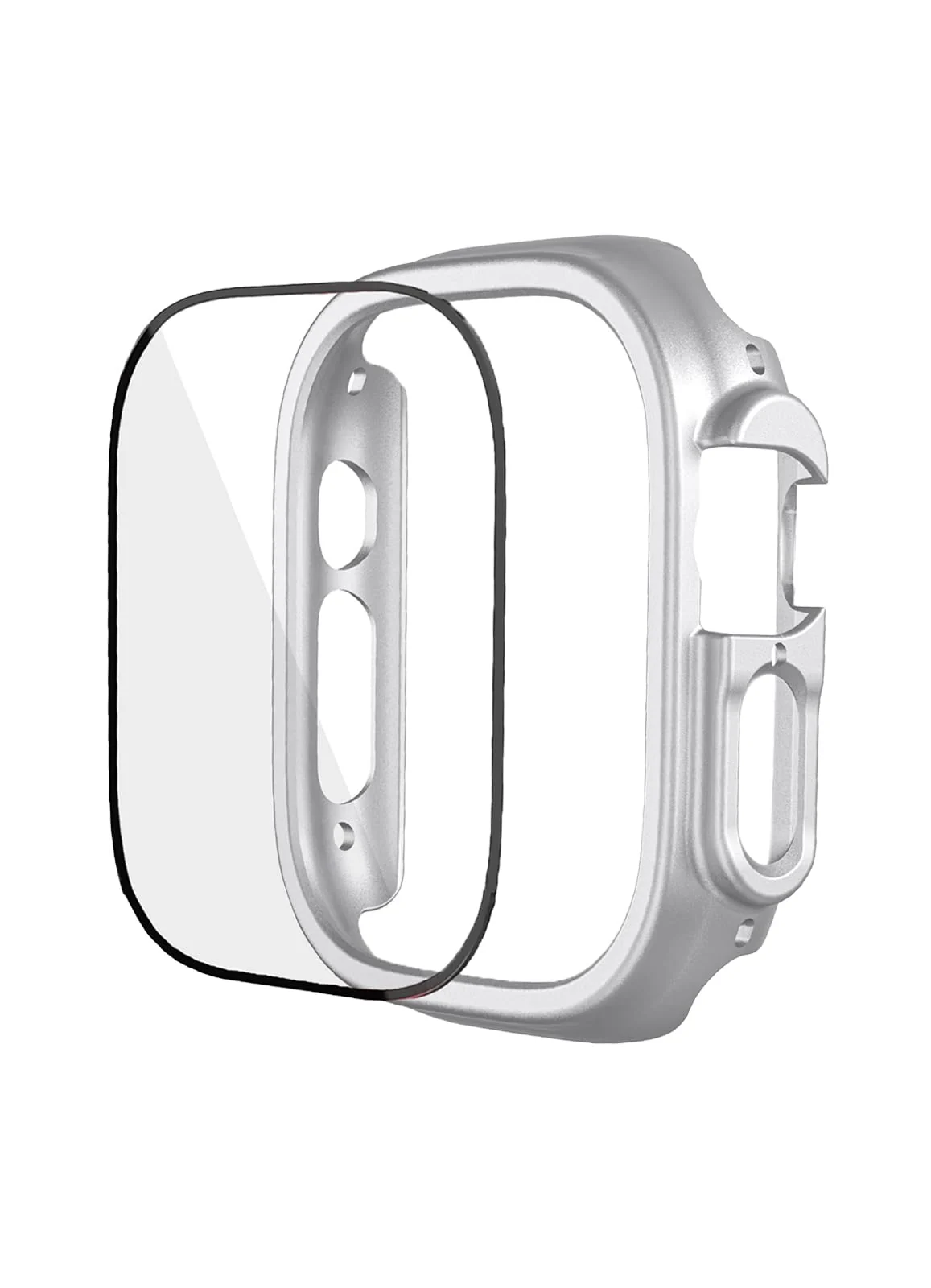 DL3 Mobilak Band with Case For Apple Watch Ultra/Ultra 2 49mm, Adjustable Silicone Sport Wristband Replacement, Strap With Cover Built-in Glass Screen Protector for iWatch Ultra 49 mm - Light Gray