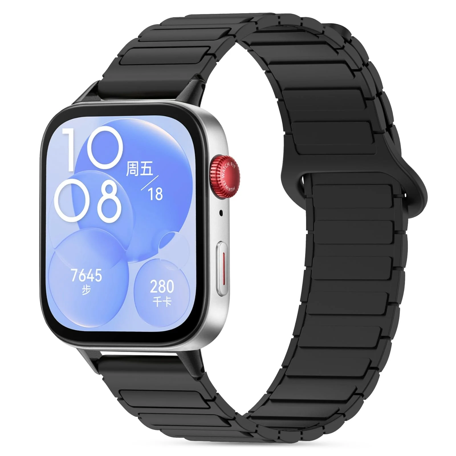 DL3 Mobilak Magnetic Strap for Huawei Watch Fit 4 Pro/Fit4/Fit 3 Replacement Straps Strong Silicone, Easy to Wear, Waterproof, Sporty, Daily Wear Watchbands for Men and Women - Black