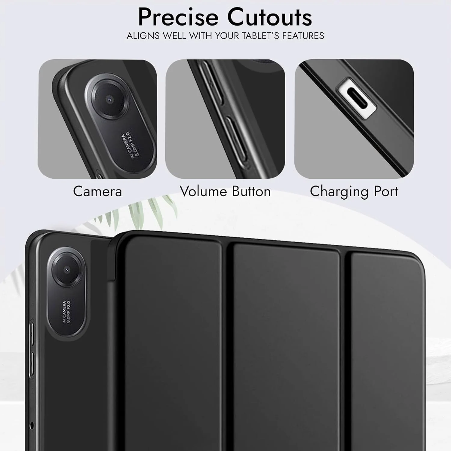 DL3 Mobilak Xiaomi Redmi Pad 2 2025 11 inch Case with Pen Holder, Soft TPU Back Trifold Stand Protective Smart Cover Flip, Auto Wake & Sleep - Black