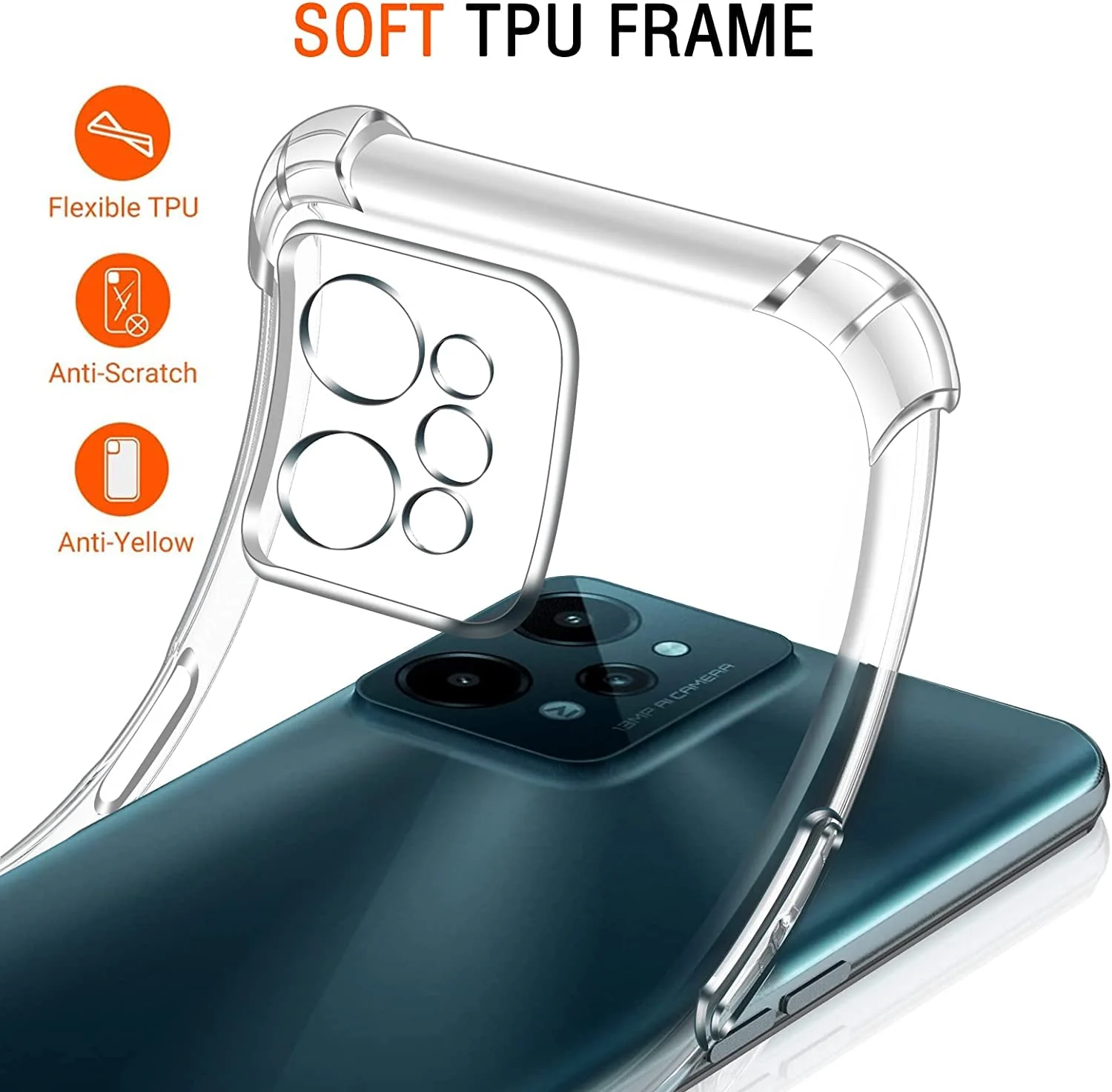 DL3 Mobilak Case Compatible with realme C31, Cover Silicone TPU Gorilla Anti-shock Protector Camera Shockproof Corners - Clear