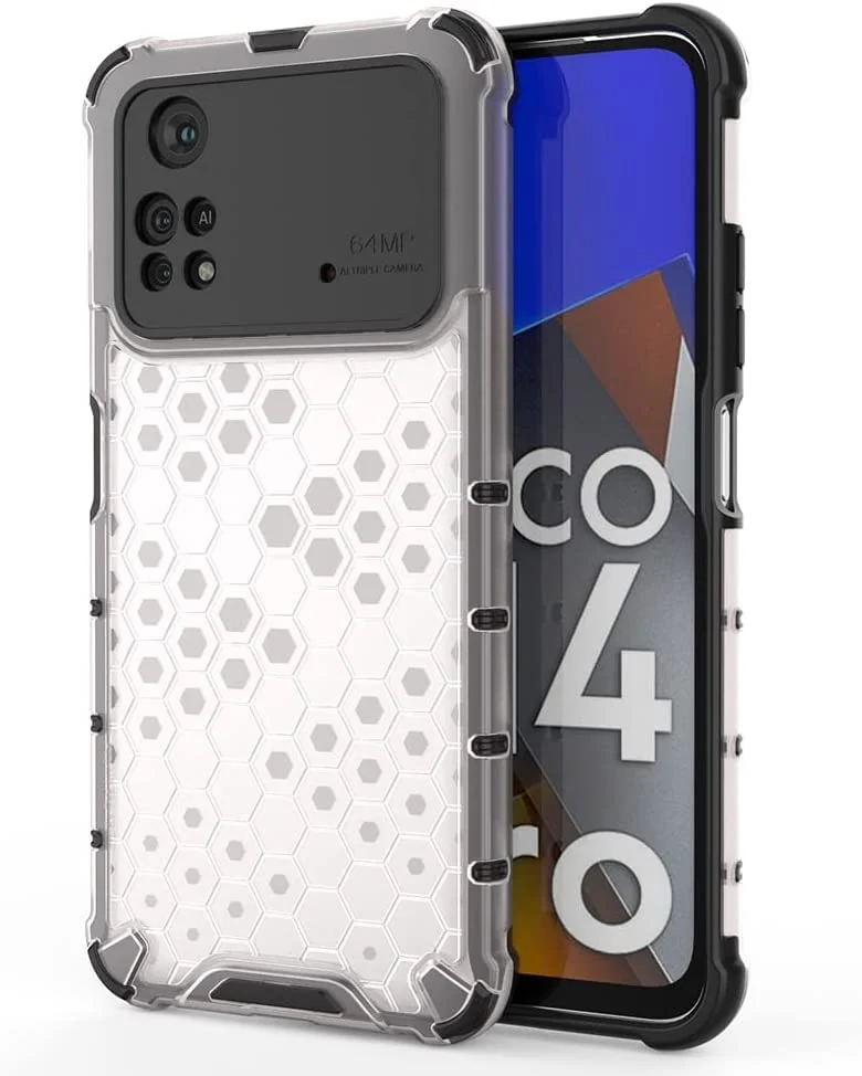 DL3 Mobilak Honeycomb Protective Case for Xiaomi Poco M4 Pro 4G (Not 5G), Shock-absorbing protection, Transparent design, Slim, lightweight profile - Clear