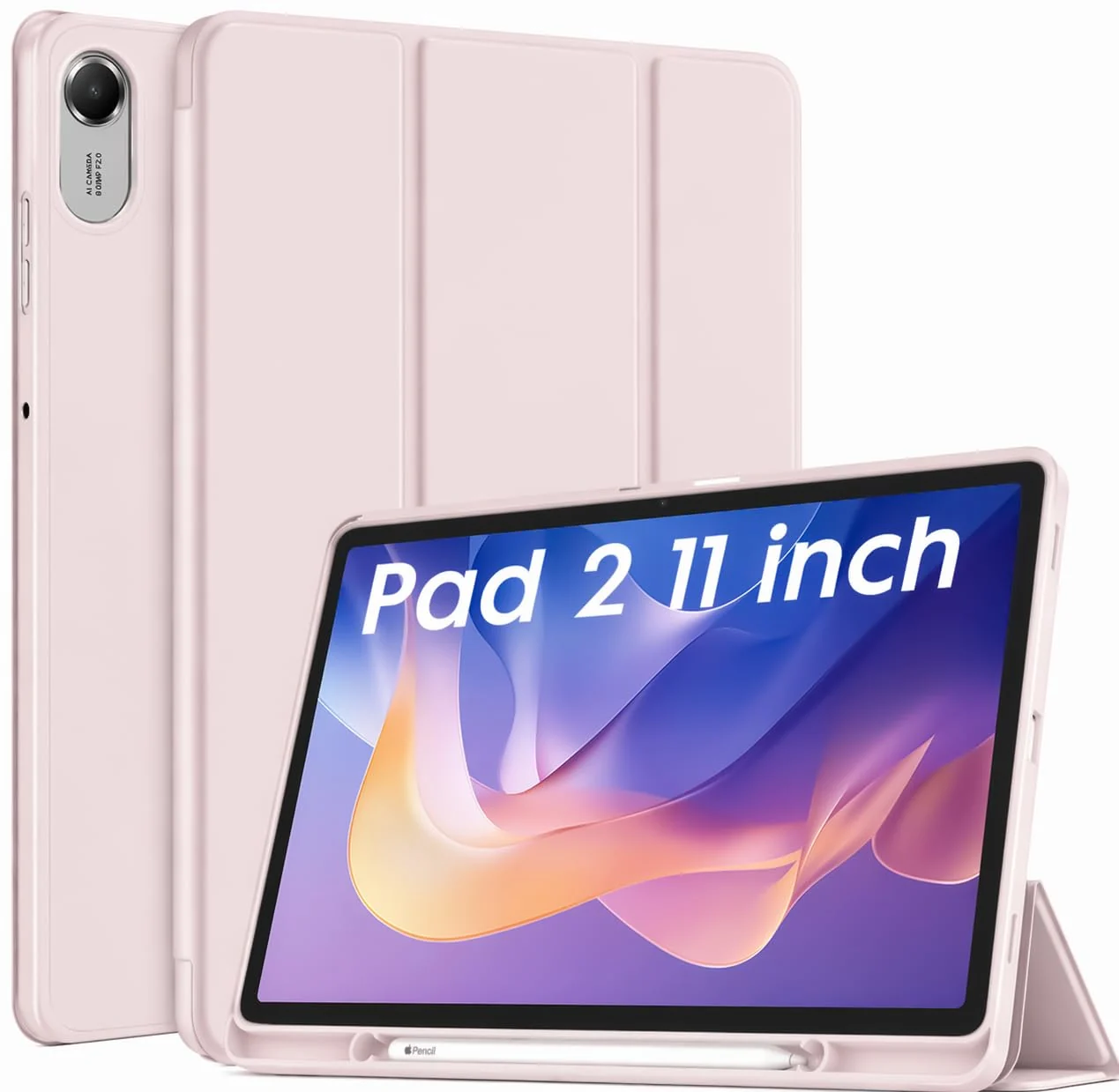 DL3 Mobilak Xiaomi Redmi Pad 2 2025 11 inch Case with Pen Holder, Soft TPU Back Trifold Stand Protective Smart Cover Flip, Auto Wake & Sleep
