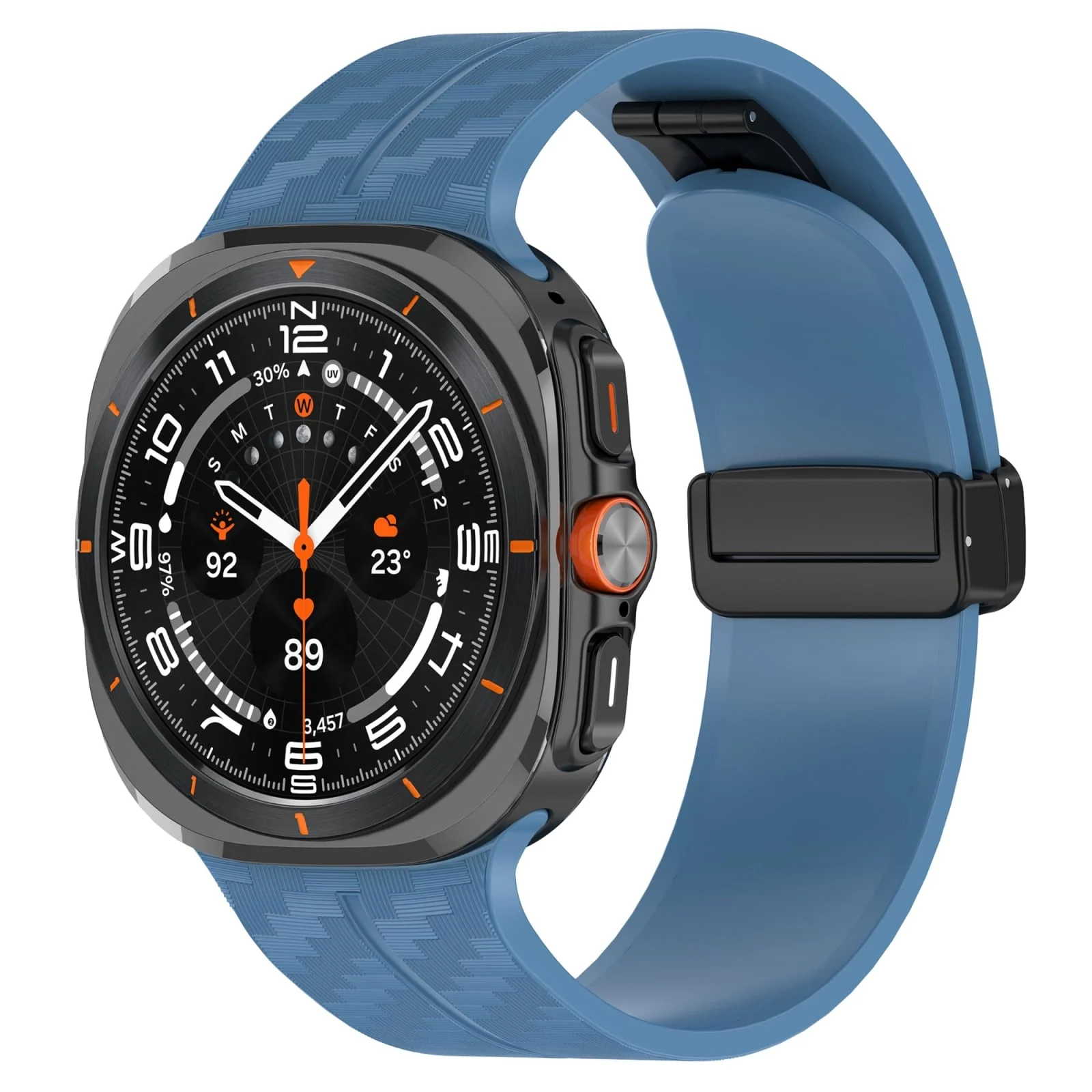 DL3 Mobilak Compatible for Samsung Galaxy Watch Ultra Band 47mm for Men Women, Soft Silicone Waterproof Sport Strap with Magnetic Clasp, Stylish Carbon Fiber Replacement Galaxy Watch 7 Ultra Bands - Light Blue