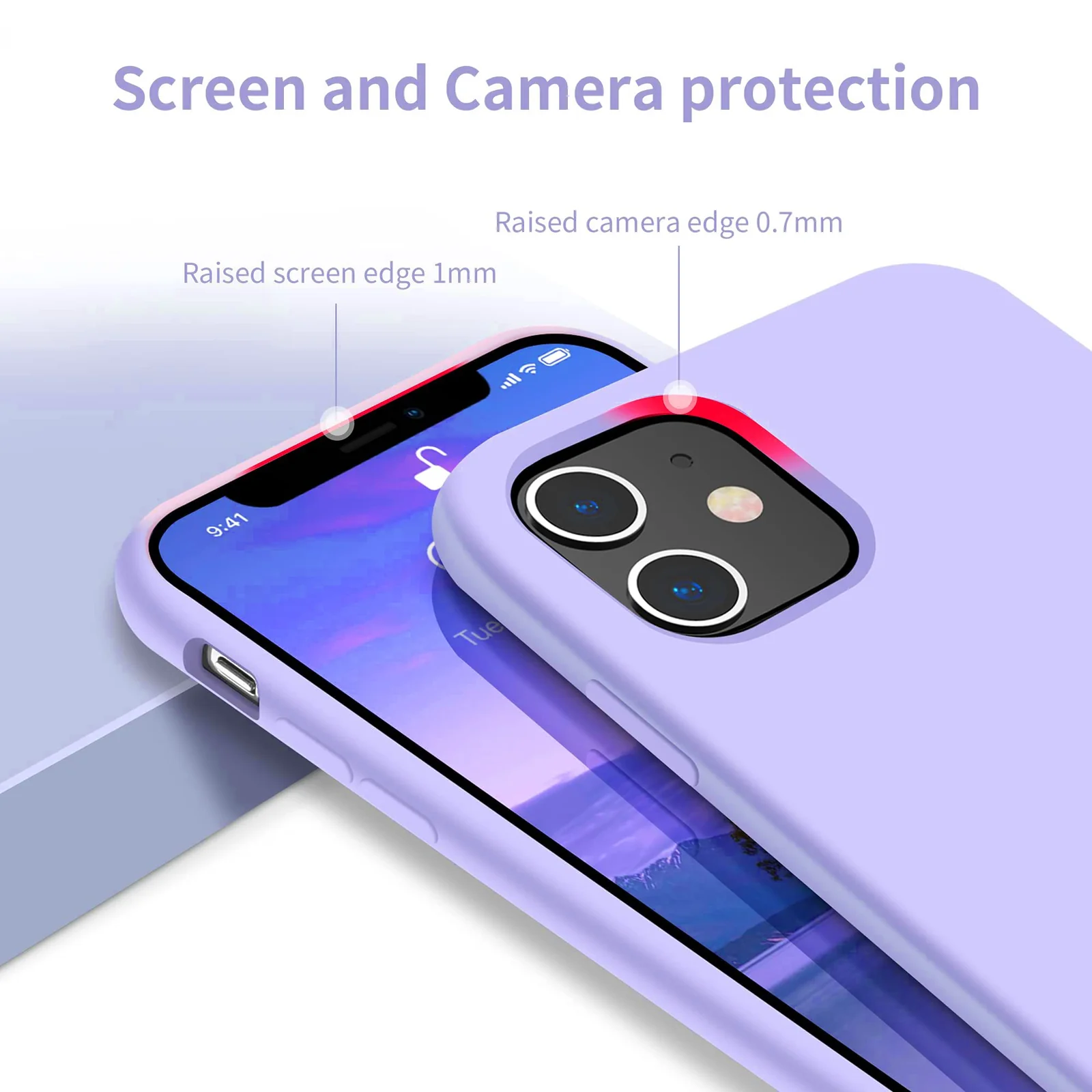 DL3 Mobilak Liquid Silicone Protective Case for iPhone 11 (6.1 Inch) with Camera Protection and Microfiber Lining - Light Purple