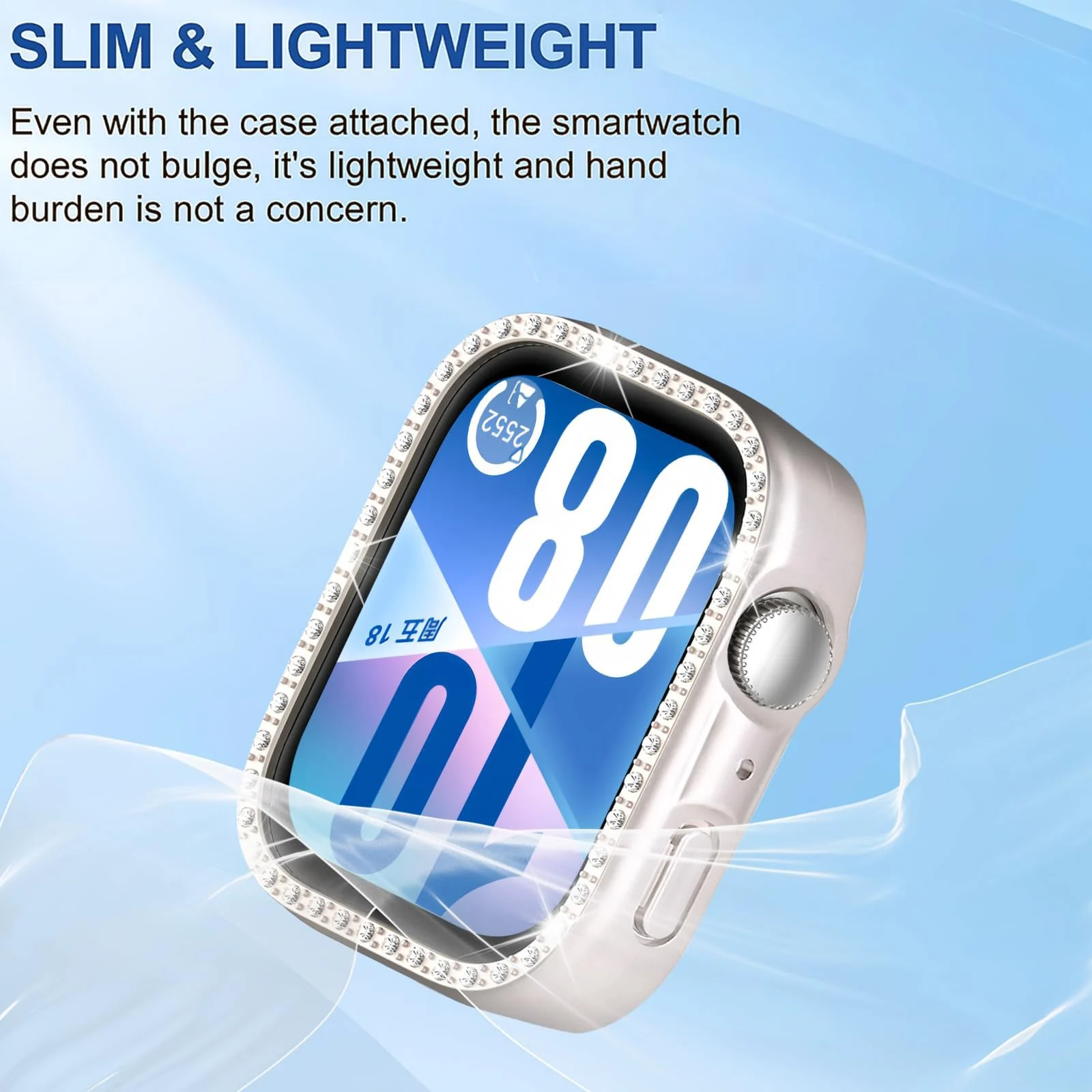 DL3 MOBILAK Crystal Bling Hard PC Watch Bumper for Huawei Watch Fit 4, Starlight