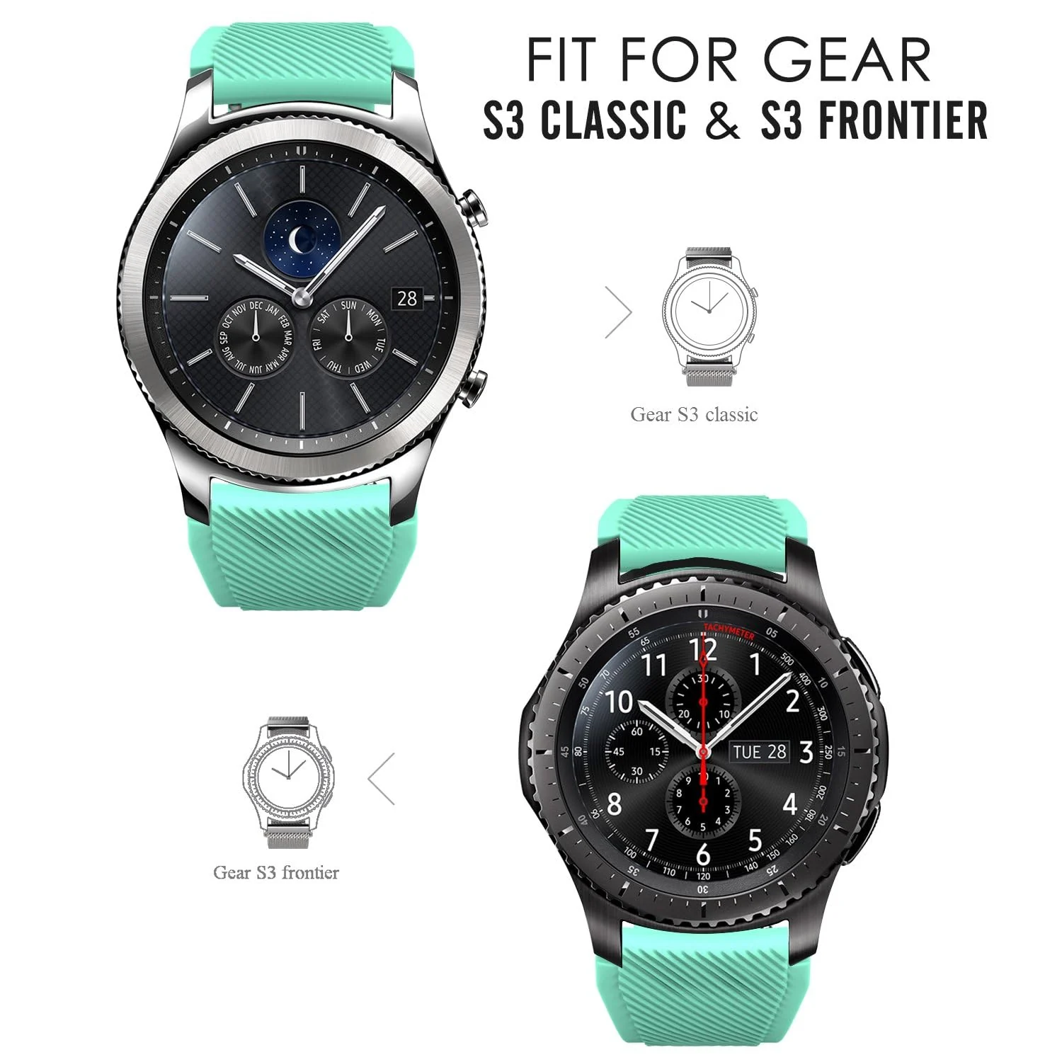 DL3 Mobilak Silicone Sport Band 22MM Xiaomi Redmi Watch 5 Active/5 Lite/Samsung Galaxy Watch 46mm/Watch 3 45mm/Gear S3/Huawei watch (GT6 GT5 GT4 GT3 GT2 GT 46MM)/GT2E/GT5 Pro/GT 6 Pro/Amazfit GTR 3/4 - Mint Green