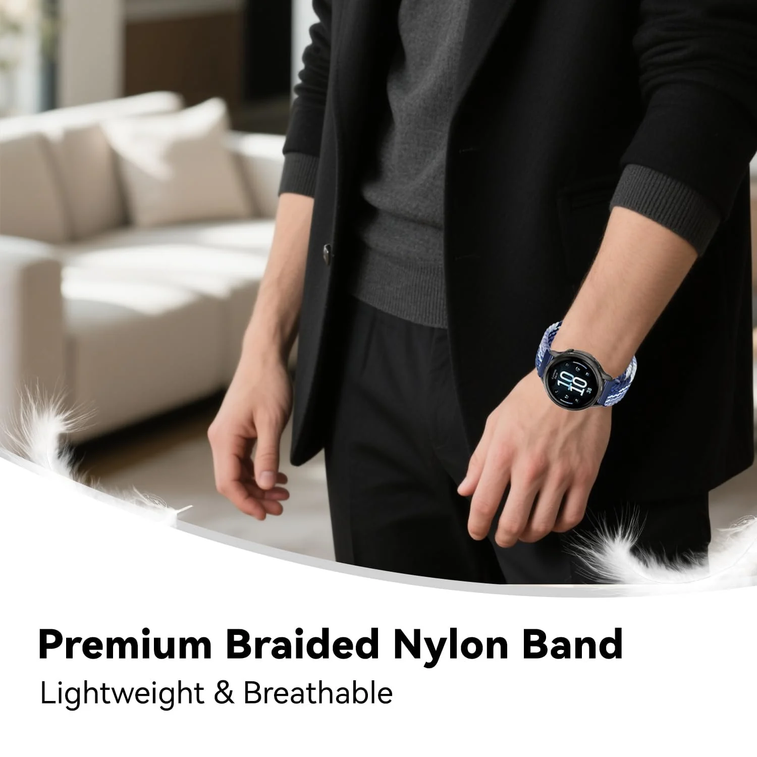 DL3 Mobilak 22mm Magnetic Band for Redmi Watch 5 Active/5 Lite/Samsung Galaxy Watch 3 45mm/Watch 46mm/Gear S3/Huawei watch GT6 GT5 46MM/GT2E/GT6 Pro/GT 5 Pro/Amazfit GTR 4/3, Stretchy Braided Nylon Sport Strap - Gradient Blue