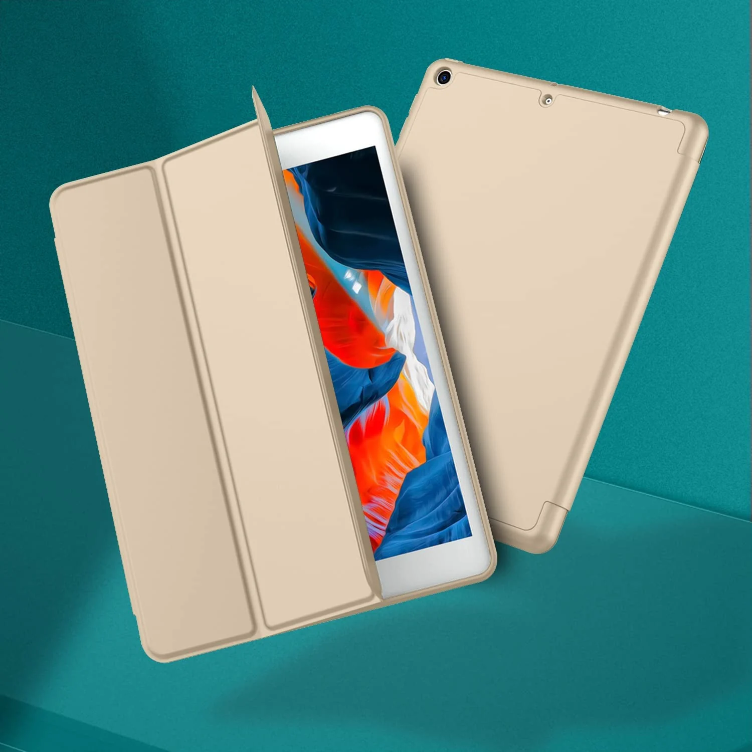 DL3 Mobilak Smart Case for Nokia T20 Tablet with Pencil Holder, Soft TPU Smart Stand Back Cover Auto Wake/Sleep Feature - Gold