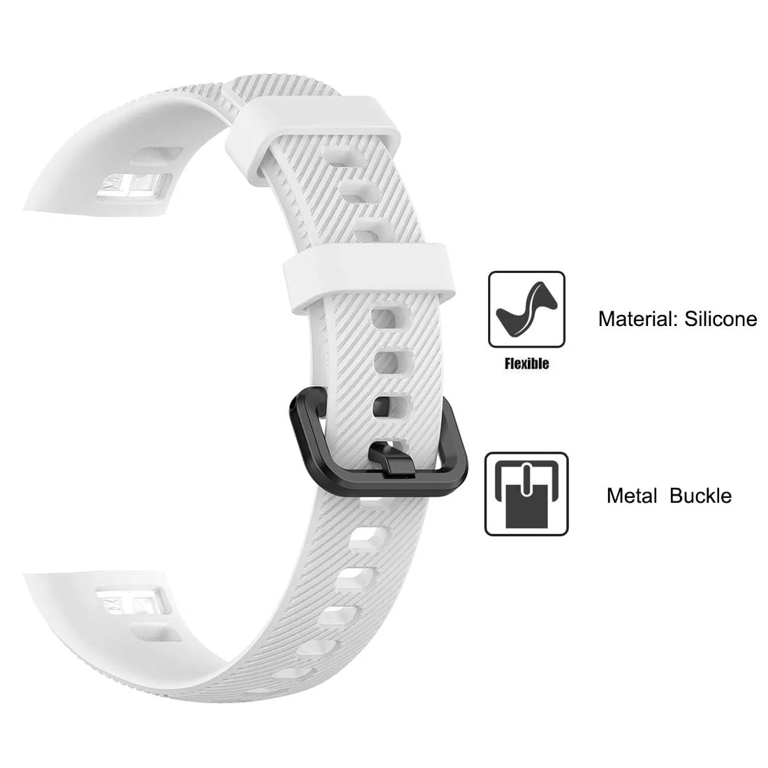 DL3 Mobilak Compatible for Honor Band 5/Honor Band 4 Strap, Soft Silicone Sport Wristband Adjustable Accessory Bracelet Replacement Band for Honor Band 5/Band 4 - White