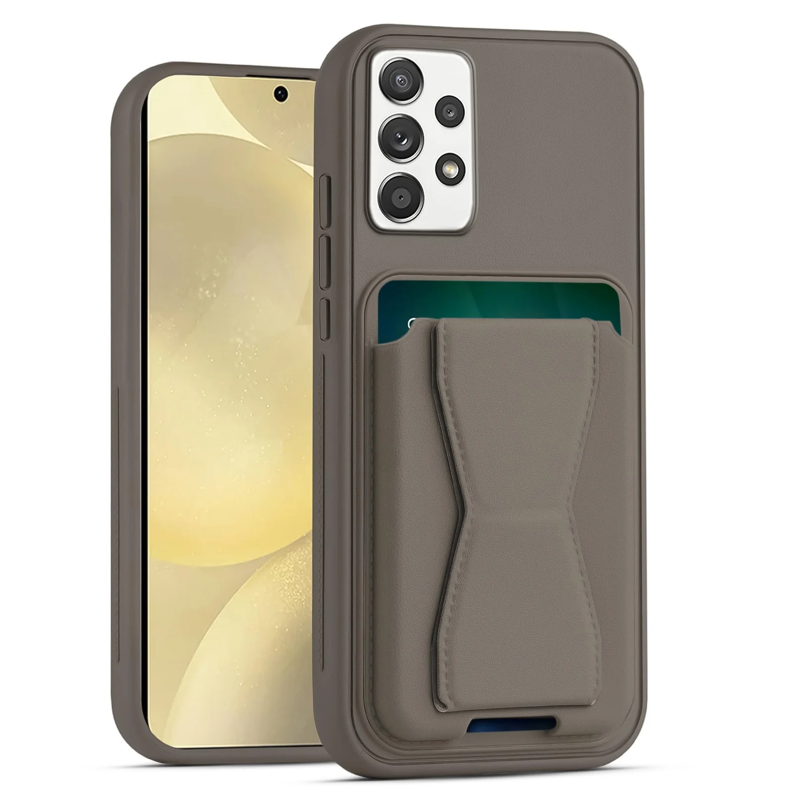 DL3 Mobilak Leather Wallet Case for Samsung Galaxy A72, Camera protection, Shock-absorbing protection, Built-in kickstand - Titanium