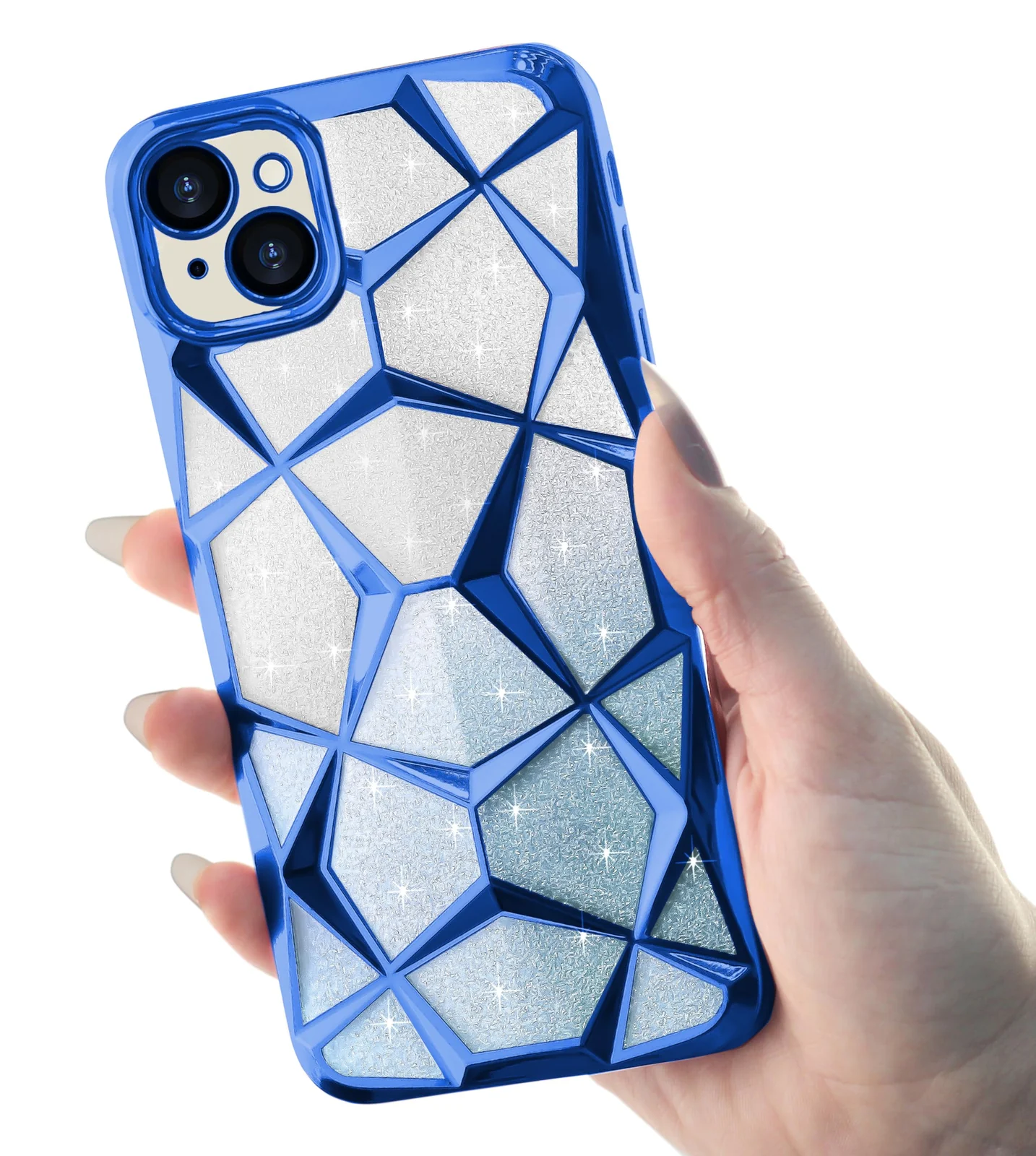 DL3 Mobilak Glitter Rhinestone Protective Case for iPhone 13 / iPhone 14 with Camera Protection and Shockproof Design