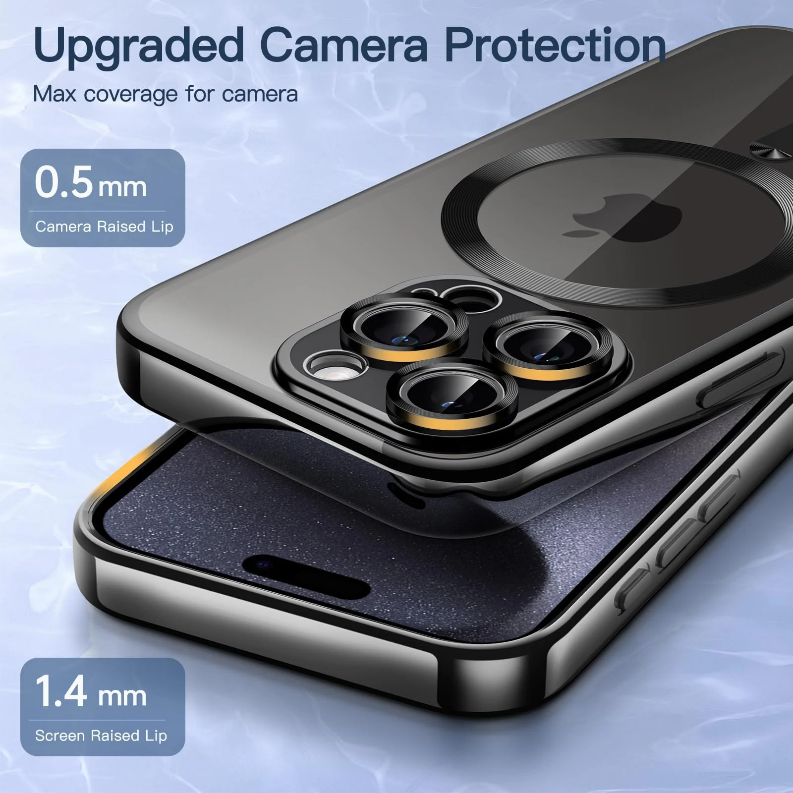 DL3 Mobilak Plated-Edge Protective Case for iPhone 15 Pro Max 6.7-Inch, Compatible with MagSafe accessories, Supports wireless charging, Shock-absorbing protection - Black