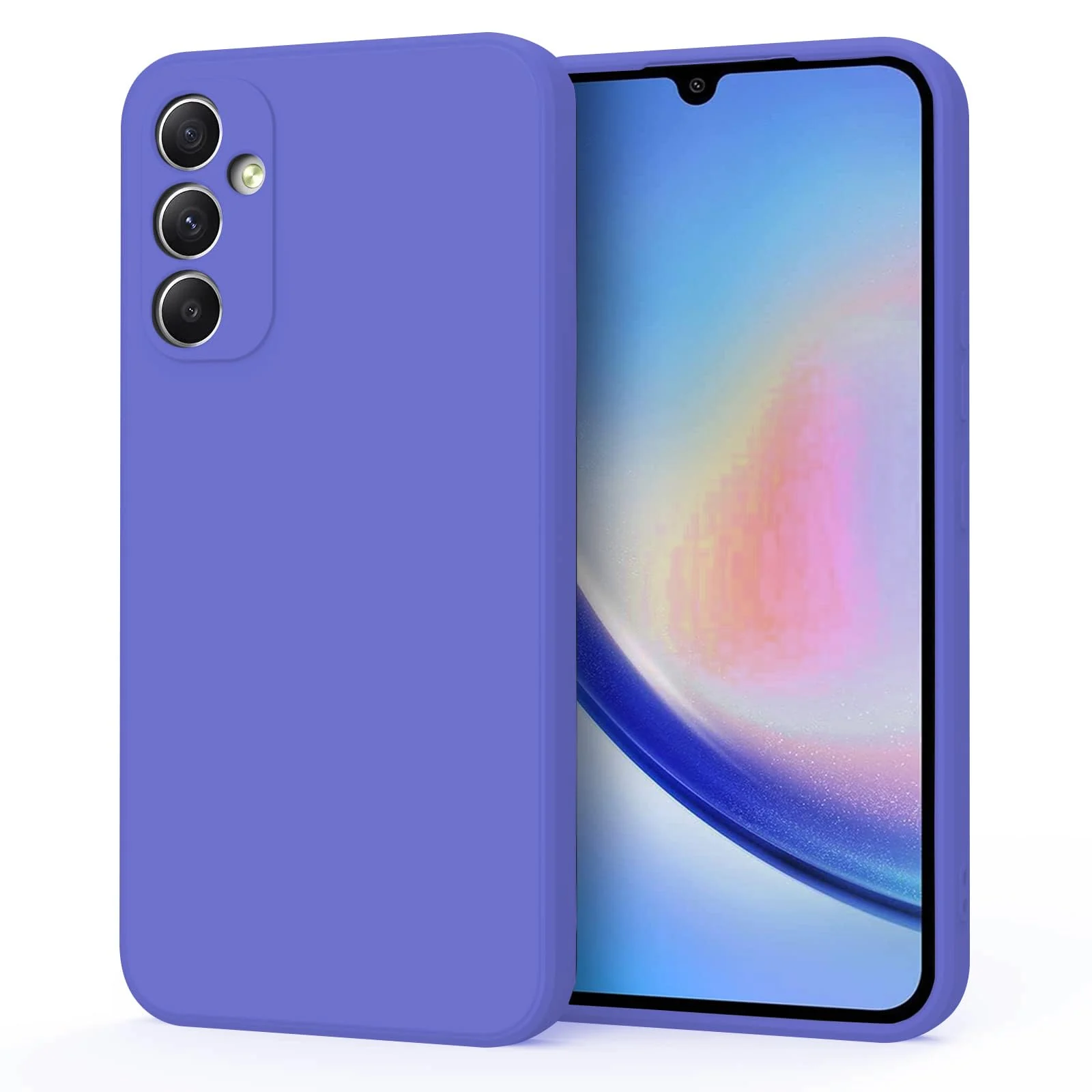 DL3 Mobilak Samsung Galaxy A34 4G / 5G Case, Soft Flexible Silicone Gel Rubber Bumper Cover, Full Body Shockproof Protective Phone Case - Purple