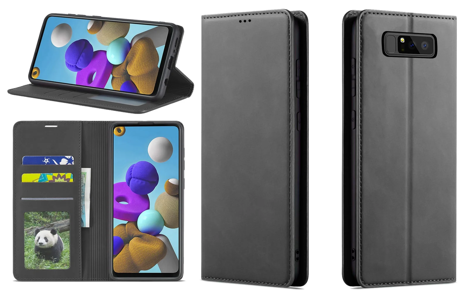 Dl3 Mobilak Premium PU Leather Flip Folio Case for Samsung Galaxy Note 8, Magnetic Closure Protective Case Kickstand Card Cash Slot Shockproof Durable Wallet Cover Soft TPU Inner Phone Case (Blue)