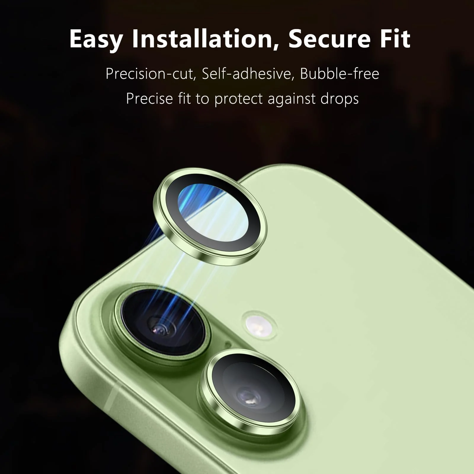 DL3 Mobilak Camera Lens Protector for iPhone 17 Accessories, 9H Tempered Glass Metal Individual Ring Camera Cover Screen Protector, Case Friendly, Anti Scratch - Sage