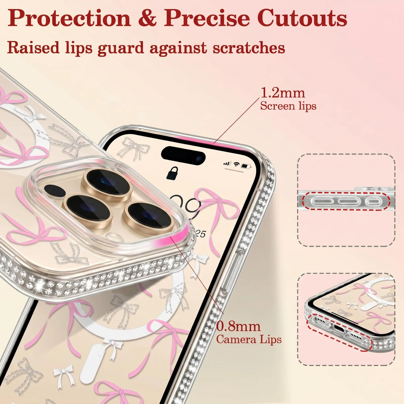 DL3 Mobilak Clear MagSafe-Compatible Magnetic Case for iPhone 14 Pro Max with Camera Protection and Magnetic Car-Mount Support - Style 4