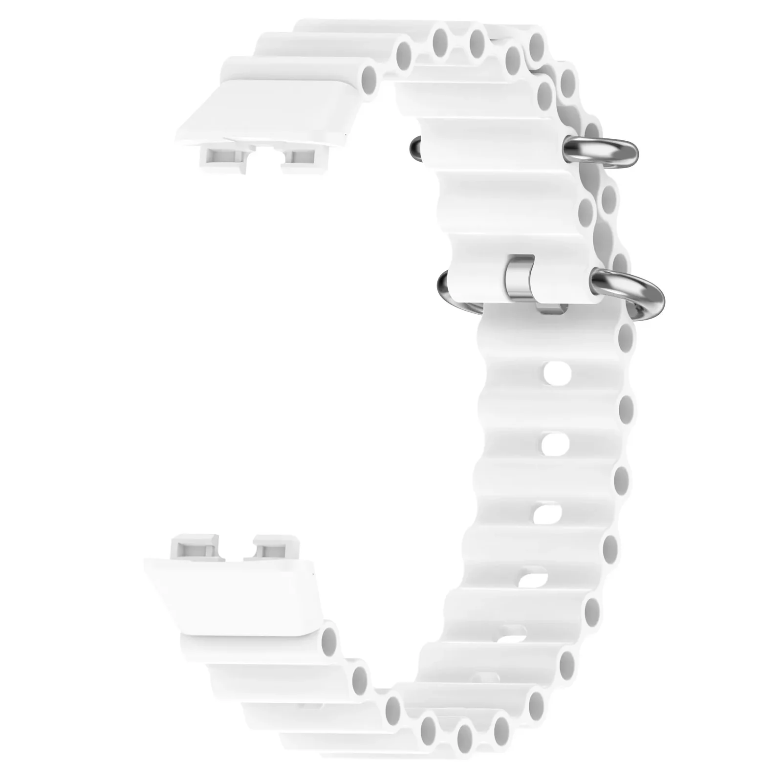 DL3 Mobilak Ocean Band for Huawei Band 8/Huawei Band 9/Huawei Band 10, Adjustable Silicone Stretchy Sport Strap Women Men Replacement Wristband for Huawei Band10/Band9/Band8 - White