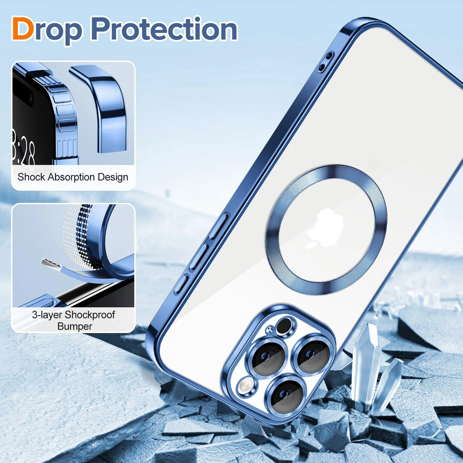 DL3 Mobilak Plated-Edge TPU Protective Case with Camera Protection for iPhone 16 Pro Max - Metallic Blue