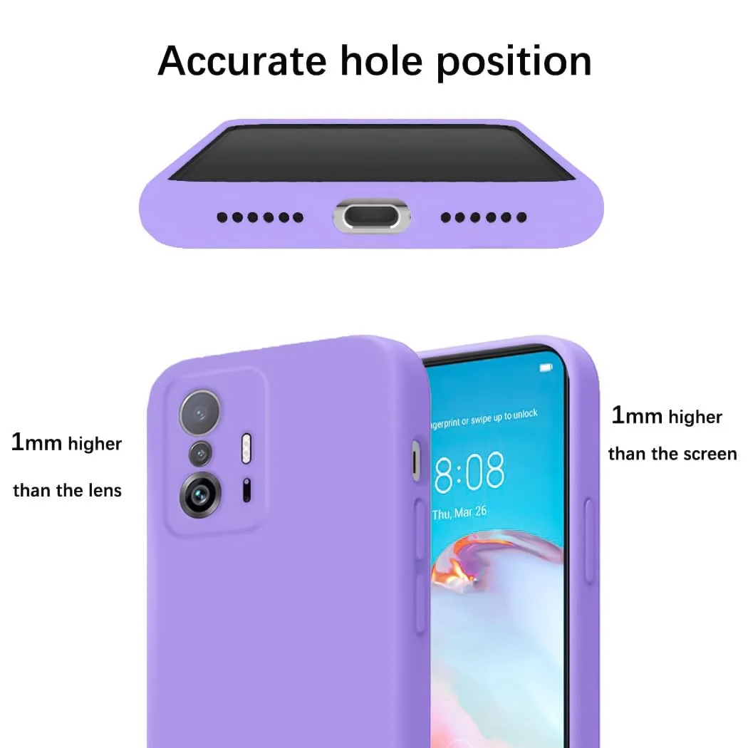 DL3 Mobilak Silicone Protective Case for Xiaomi 11T / Xiaomi 11 T Pro, Shock-absorbing protection, Scratch-resistant surface, Soft microfiber lining - Light Purple