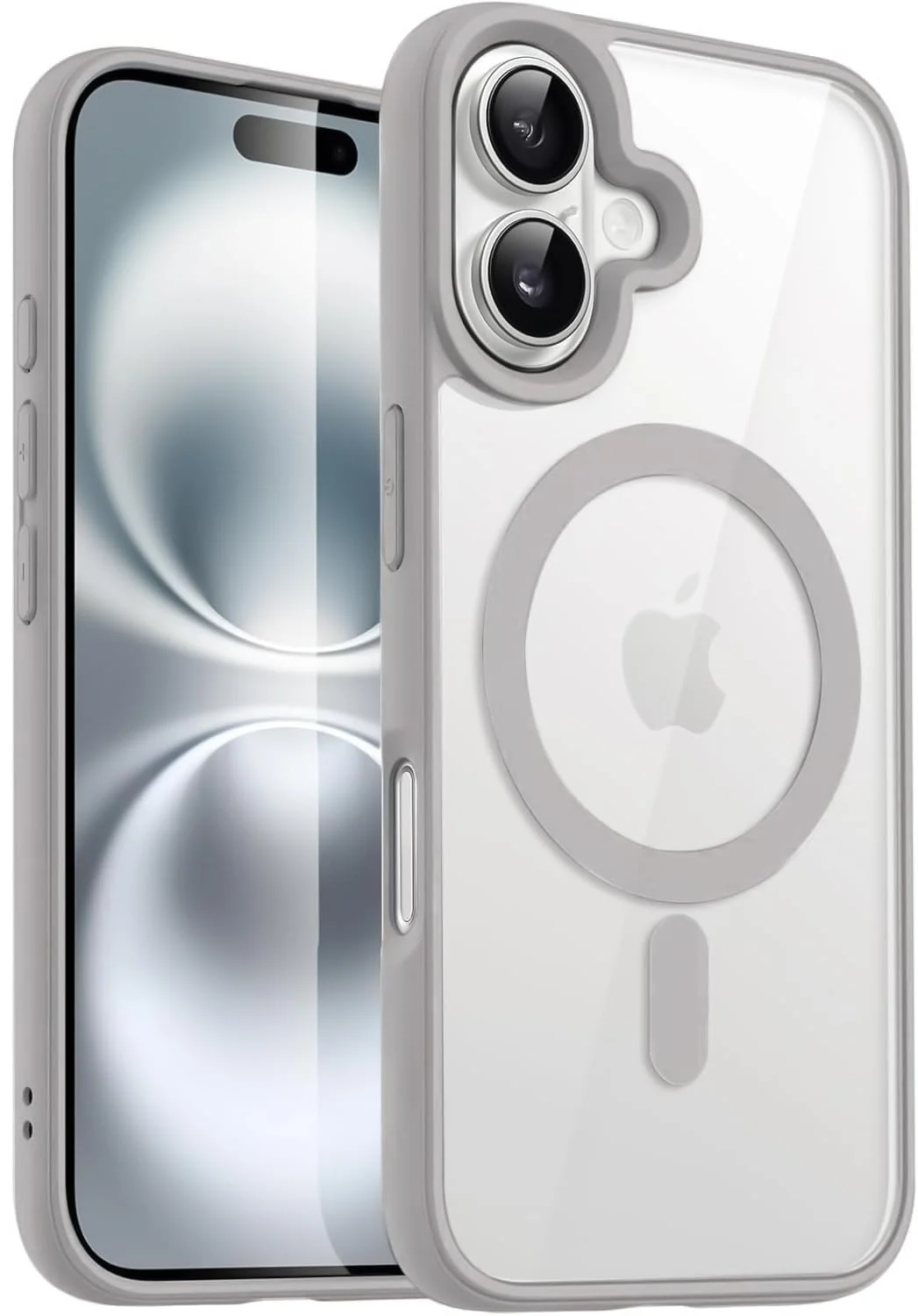 DL3 Mobilak Magnetic Case for iPhone 17 Compatible with MagSafe, Shockproof Phone Bumper Cover, Solid Color Matte TPU Frame, Anti-Scratch Clear Back - Gray