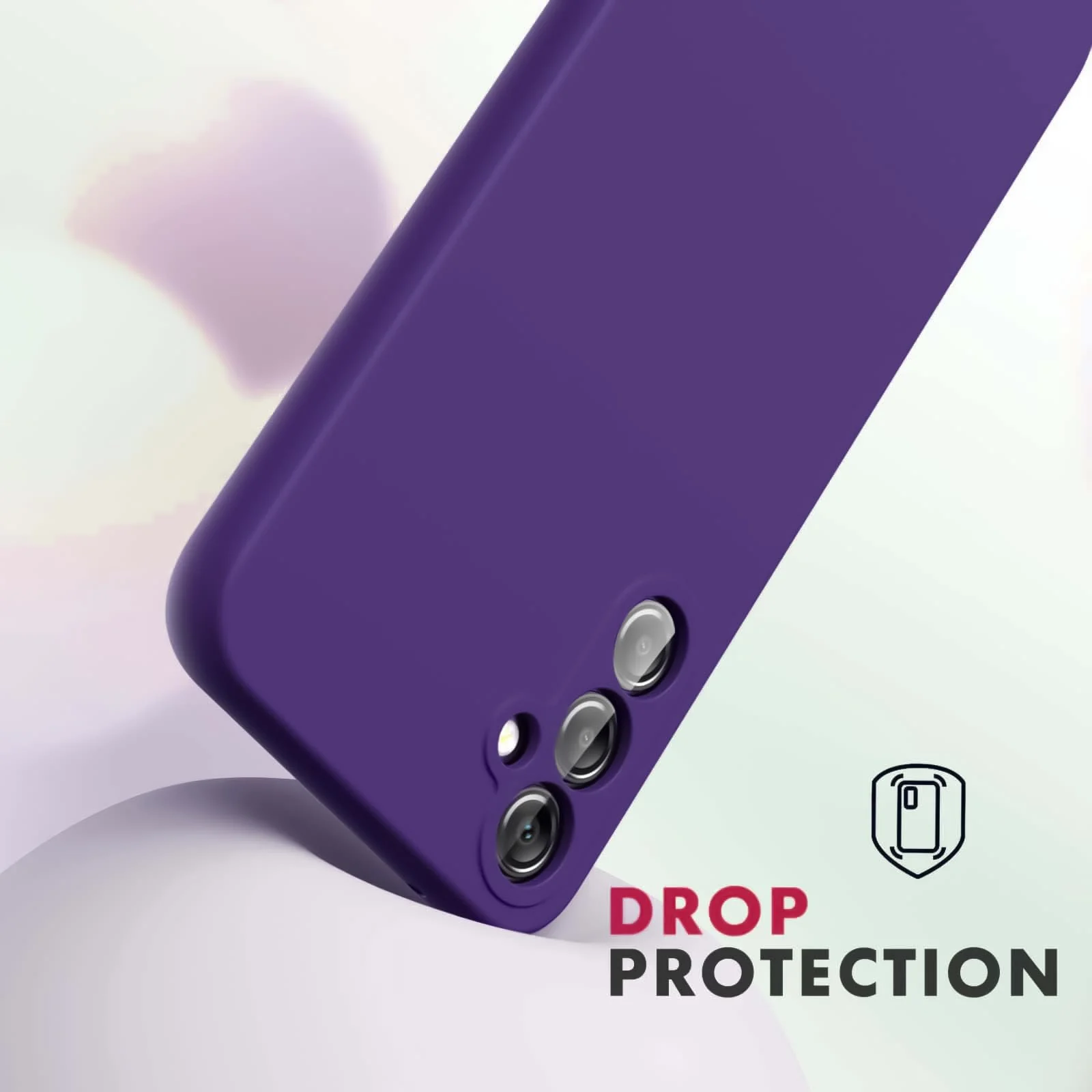 DL3 Mobilak Liquid Silicone Protective Case with Soft Microfiber Lining for Samsung Galaxy A55 - Purple