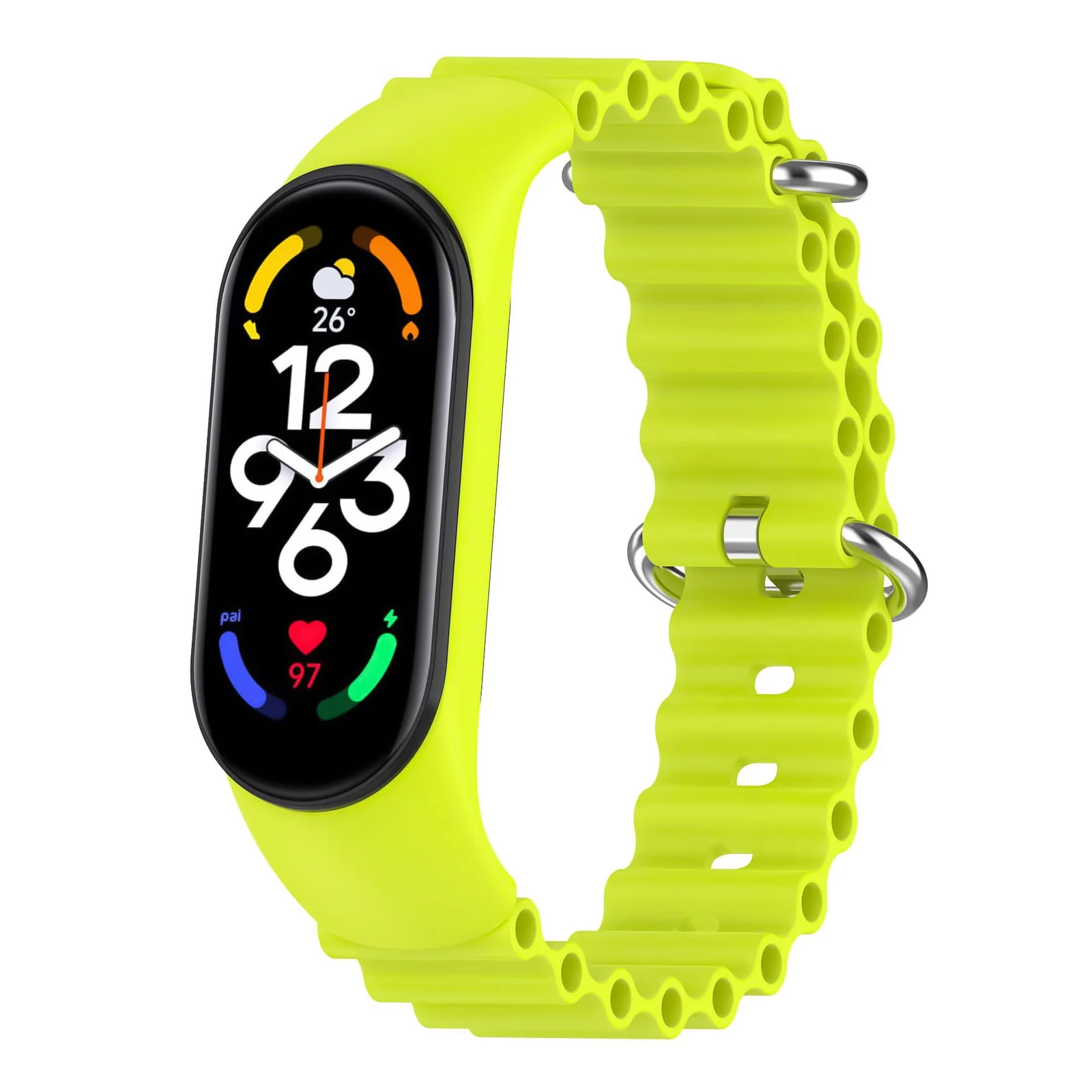 DL3 Mobilak Ocean Band for Xiaomi Mi Band 7/Mi Band 6/Mi Band 5/Mi Band 4/Mi Band 3, Adjustable Silicone Stretchy Sport Strap Women Men Replacement Wristband - Yellow