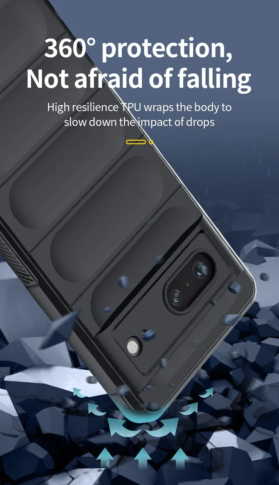 DL3 Mobilak Flexible Silicone and TPU Protective Case with Camera Protection for Google Pixel 7 - Black