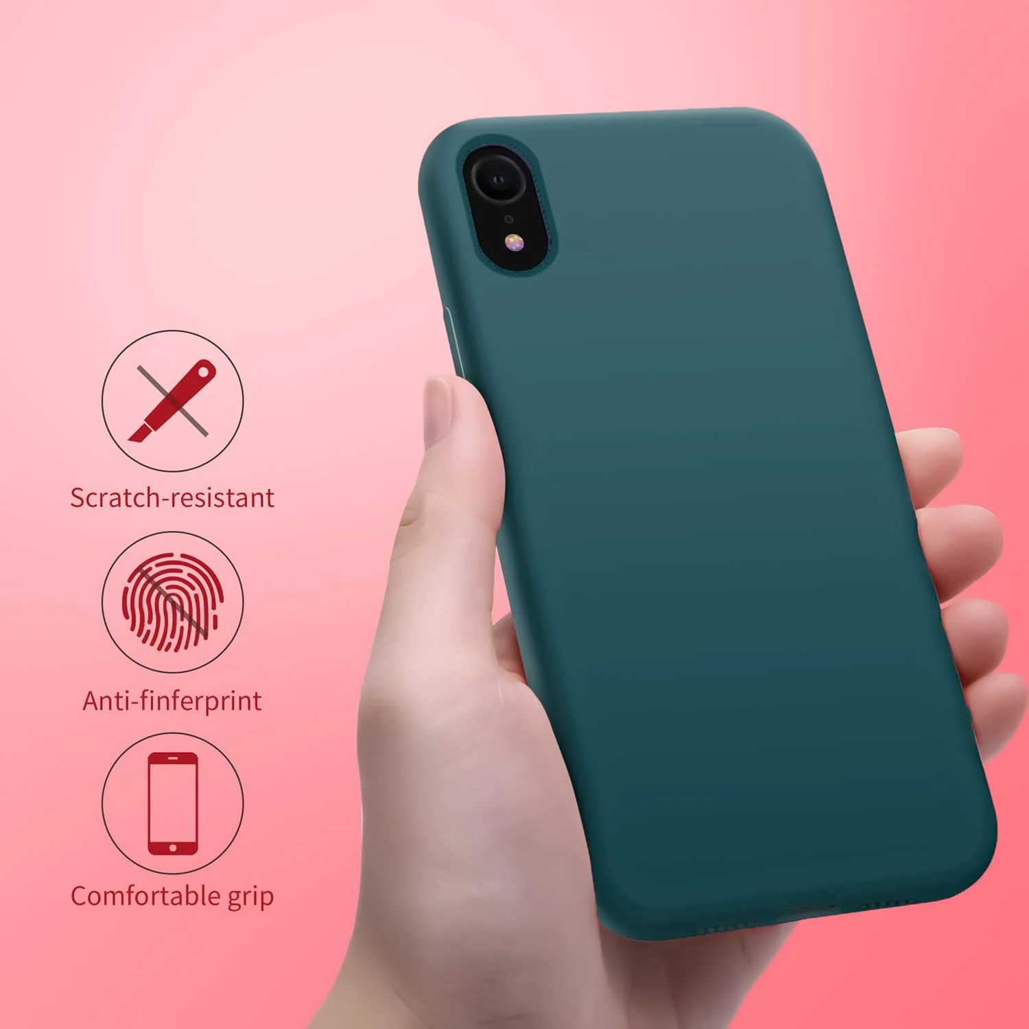 DL3 Mobilak Compatible with iPhone XR Case, Liquid Silicone Case, Full Body Protective Cover, Shockproof, Slim Phone Case, Anti-Scratch Soft Microfiber Lining - Storm Blue