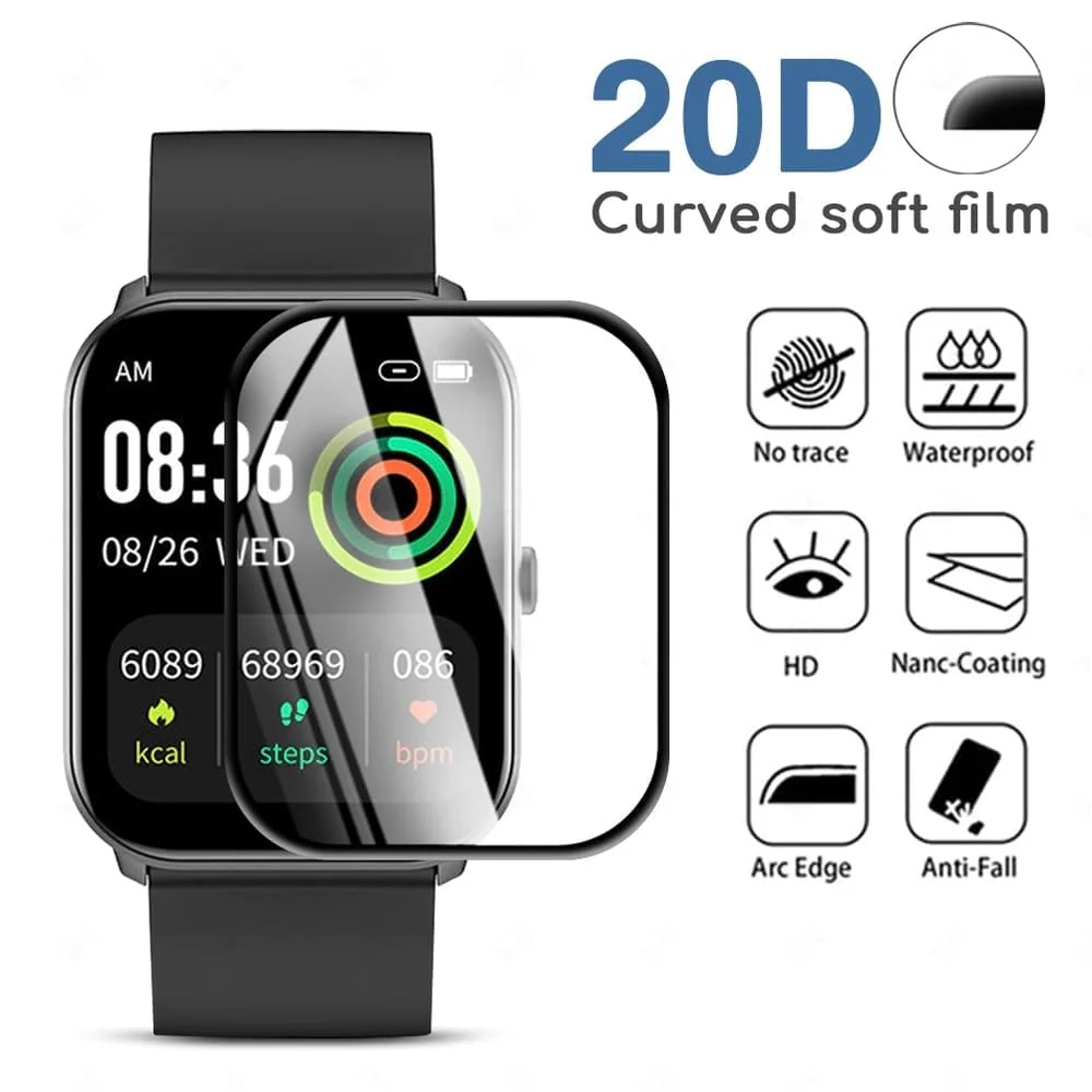 DL3 Mobilak Screen Protector For Smart Watch Imilab W02, 3D Curved Soft Edge Protective Film [Anti-Scratch] [Bubble Free] [Ultra Shatterproof] [High Sensitive] (Not Glass) - Black