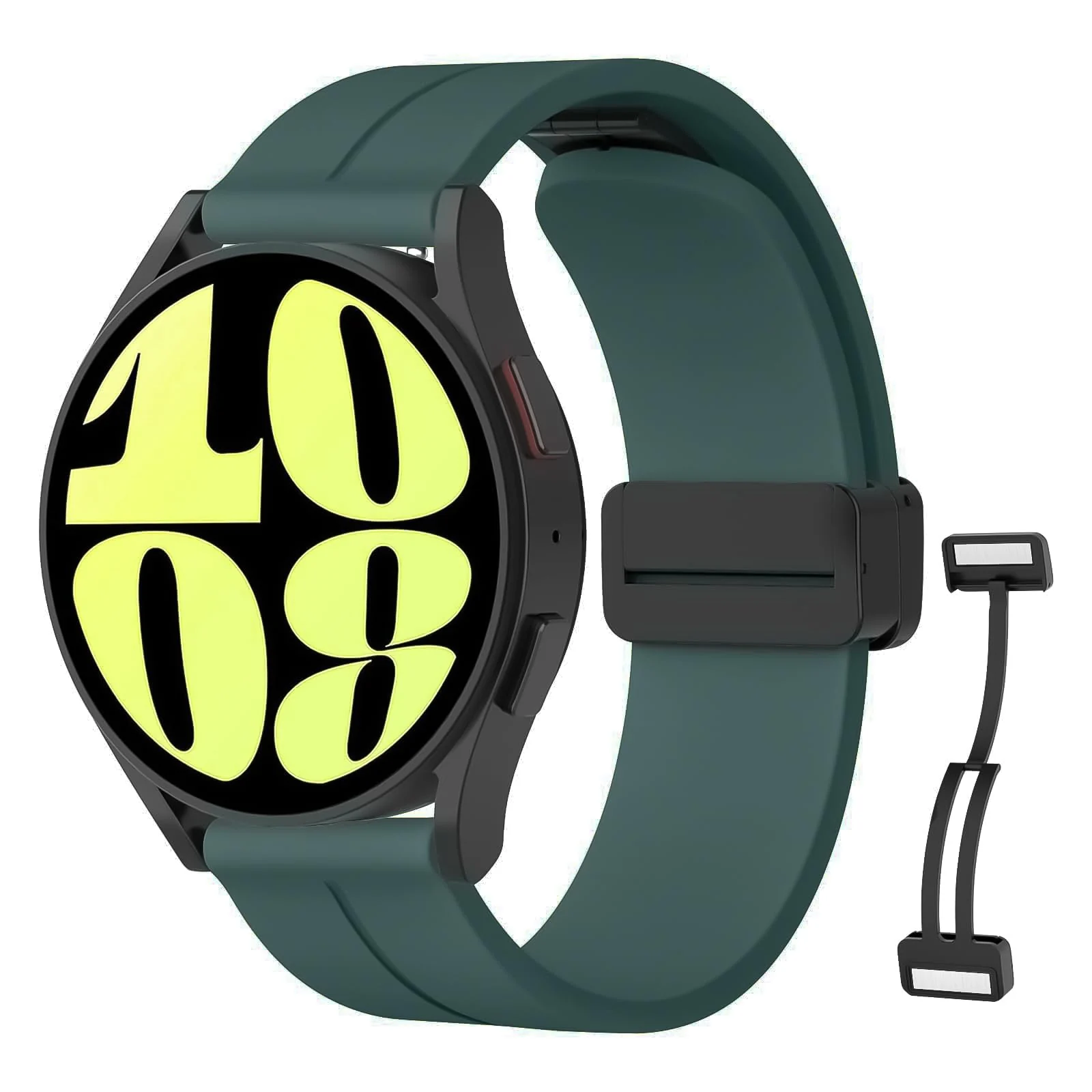 DL3 Mobilak 22MM Silicone Band Magnetic Clasp Strap For Xiaomi Redmi Watch 5 Active/5 Lite/Compatible with Samsung Galaxy Watch 46mm/Watch 3 45mm/Gear S3/Huawei watch (GT6 GT5 GT4 GT3 - Dark Green