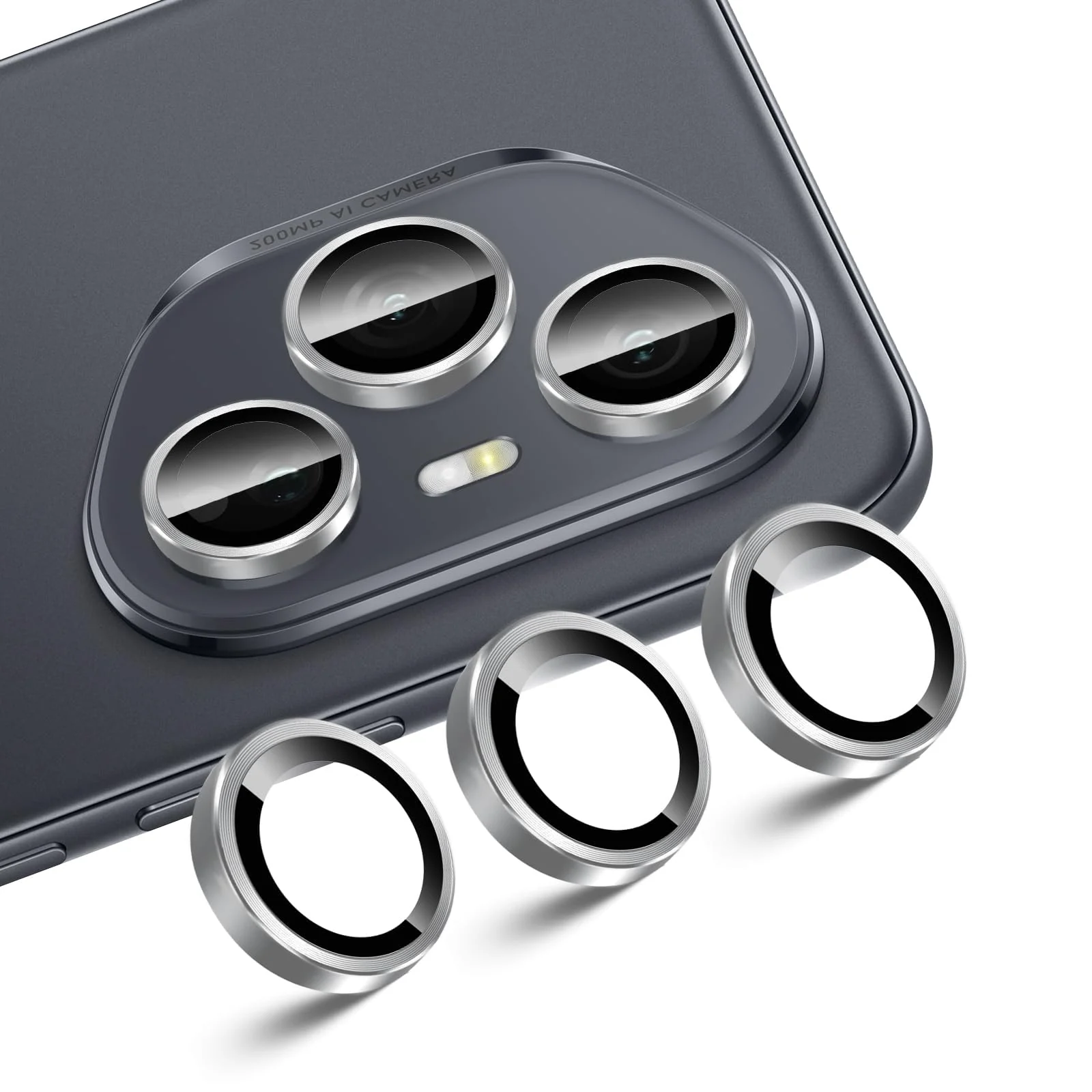 DL3 Mobilak Camera Lens Protector for Honor 400 Pro 5G Accessories, 9H Tempered Glass Metal Individual Ring Camera Cover Screen Protector, Case Friendly, Anti Scratch - Silver