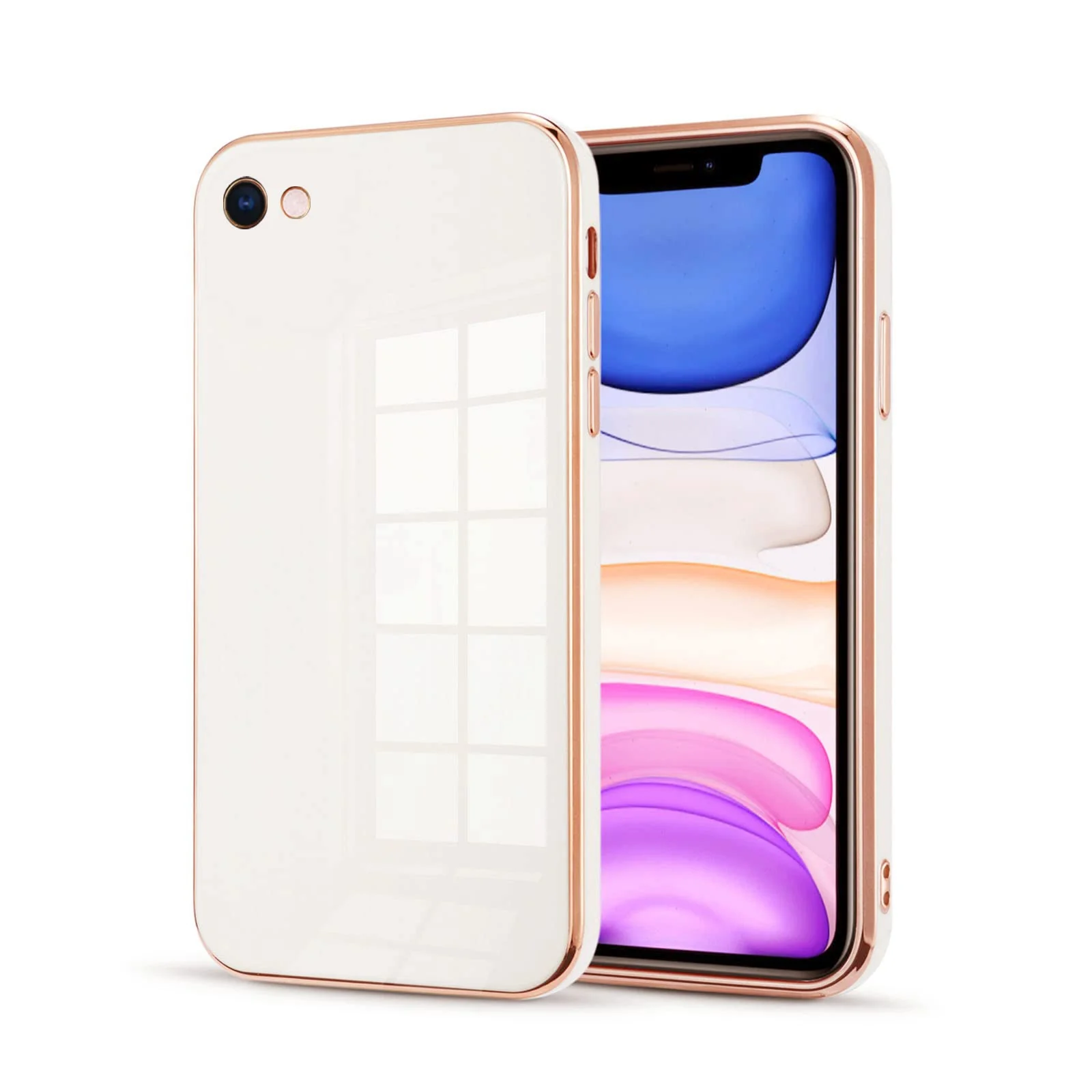DL3 Mobilak TPU Case with Electroplated Edges for vivo Y53 with Camera Protection and Shockproof Design - Off White