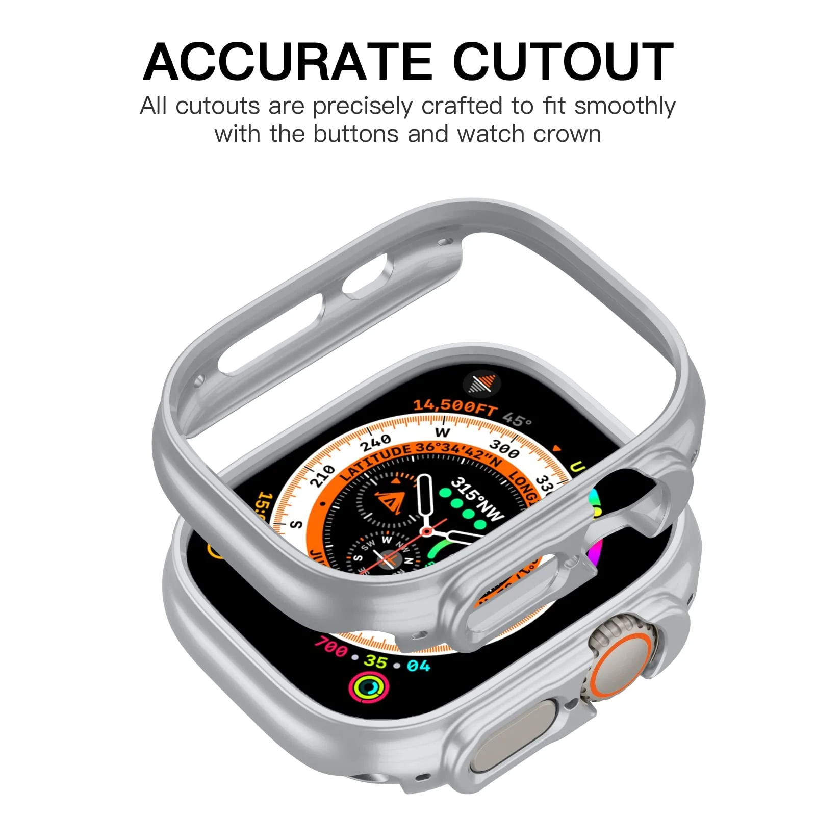 DL3 Mobilak Compatible For Apple Watch Ultra Case 49mm, Shockproof Ultra-Thin Hard PC Bumper Case All-Around Edge Protective Cover Frame[NO Screen Protector] for iWatch Accessories - Silver