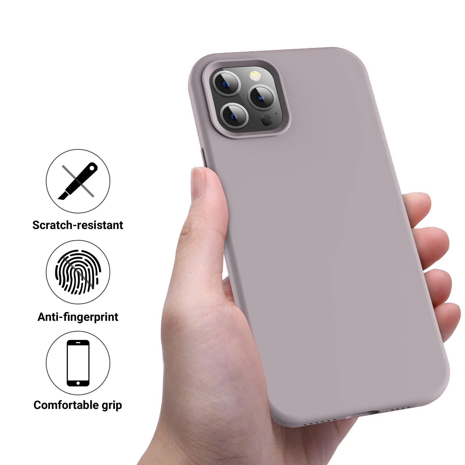 DL3 Mobilak Liquid Silicone Protective Case with Soft Microfiber Lining for iPhone 13 Pro (6.1 Inch) - Lavender