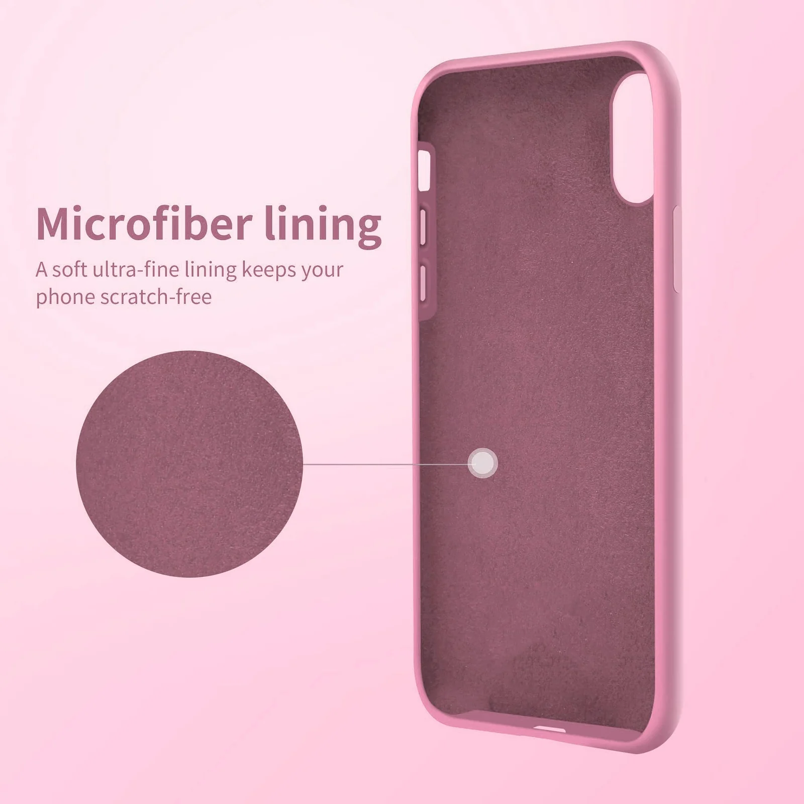 DL3 Mobilak Liquid Silicone Case for iPhone XS Max, Shock-absorbing protection, Scratch-resistant surface, Soft microfiber lining - B.pink