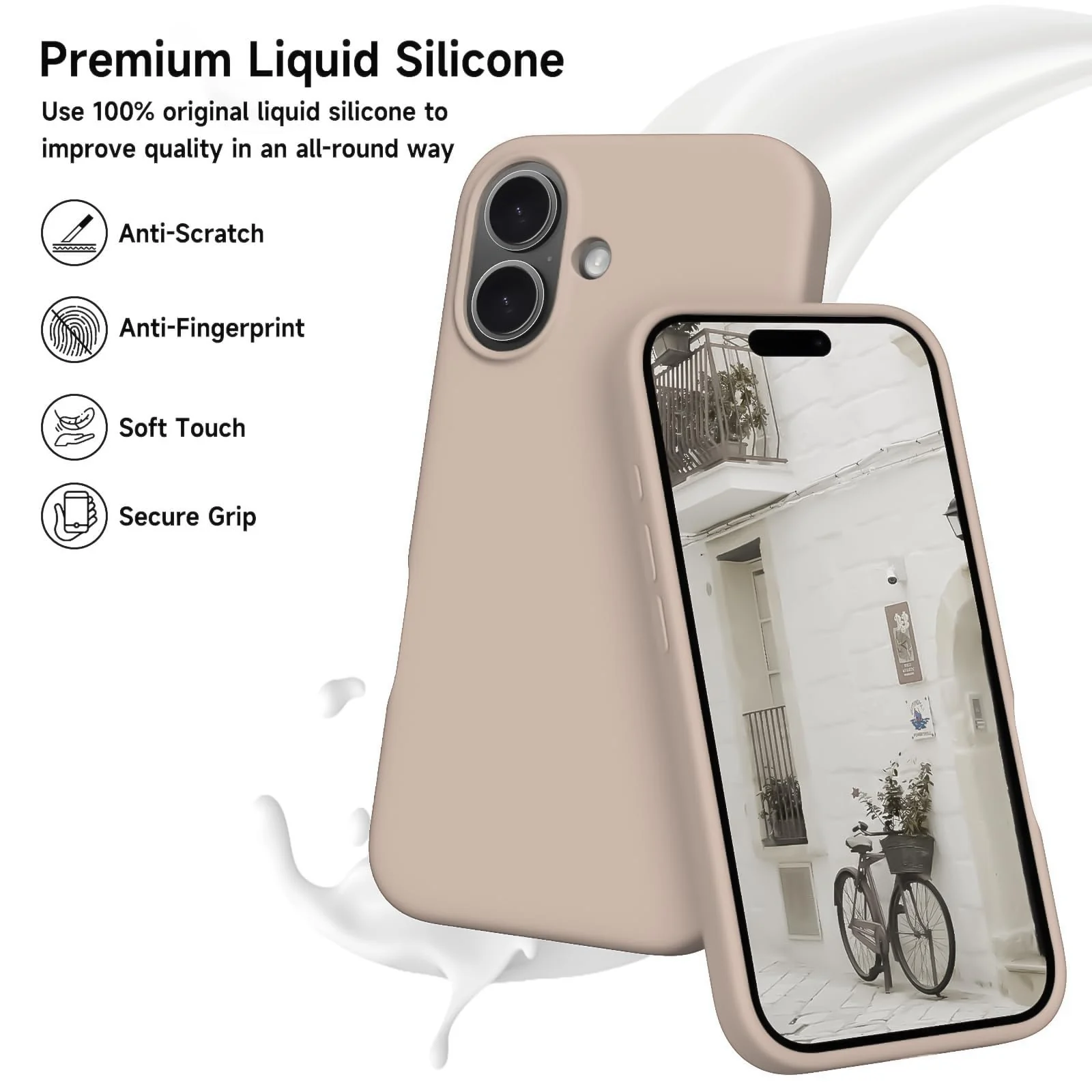 DL3 Mobilak Compatible with iPhone 17 6.3-Inch Case, Premium Liquid Silicone Case, Full Body Protective Cover, Shockproof, Slim Phone Case, Anti-Scratch Soft Microfiber Lining - Pink Sand