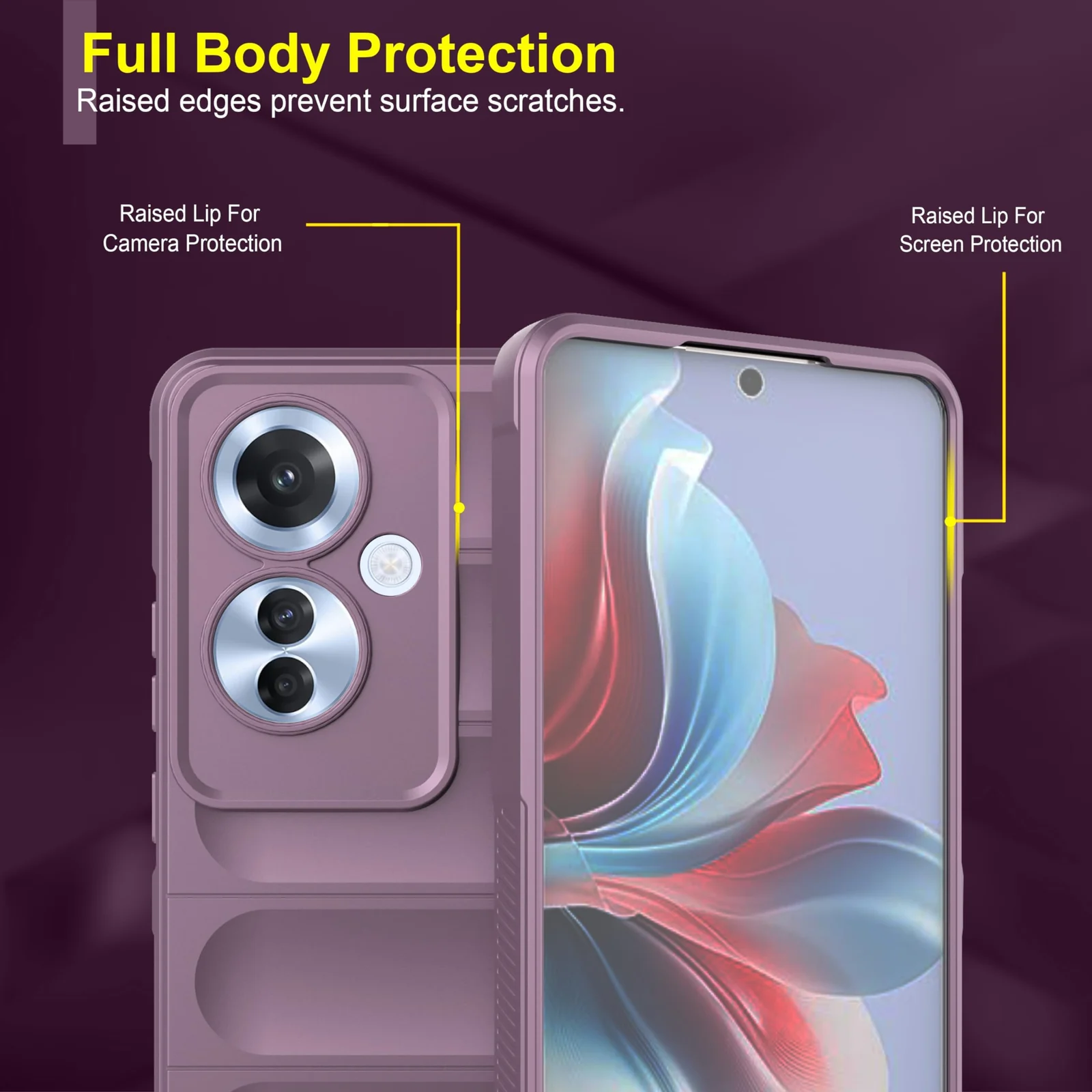 DL3 Mobilak Soft Silicone Protective Case for OPPO Reno 11F 5G with Camera Protection and Shockproof Design - Purple