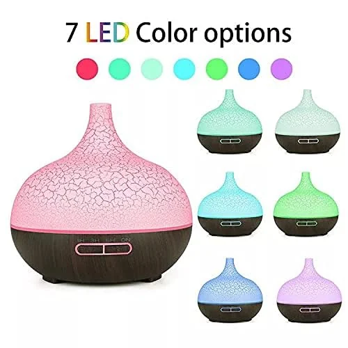 Mobigon Essential Oil Diffuser, Aromatherapy Diffuser 500ml with Remote Control, 4 Timer & Auto-Off Safety Switch, 7 Color LED Lights Mode, 10 Hours Quiet Humidifier for Bedroom - F.Dark Woody
