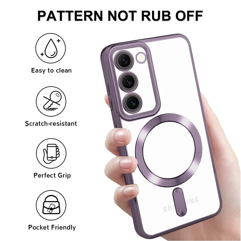 DL3 Mobilak Clear MagSafe-Compatible Magnetic Case for Samsung Galaxy S20 FE with Camera Protection and Shockproof Design - Deep Purple