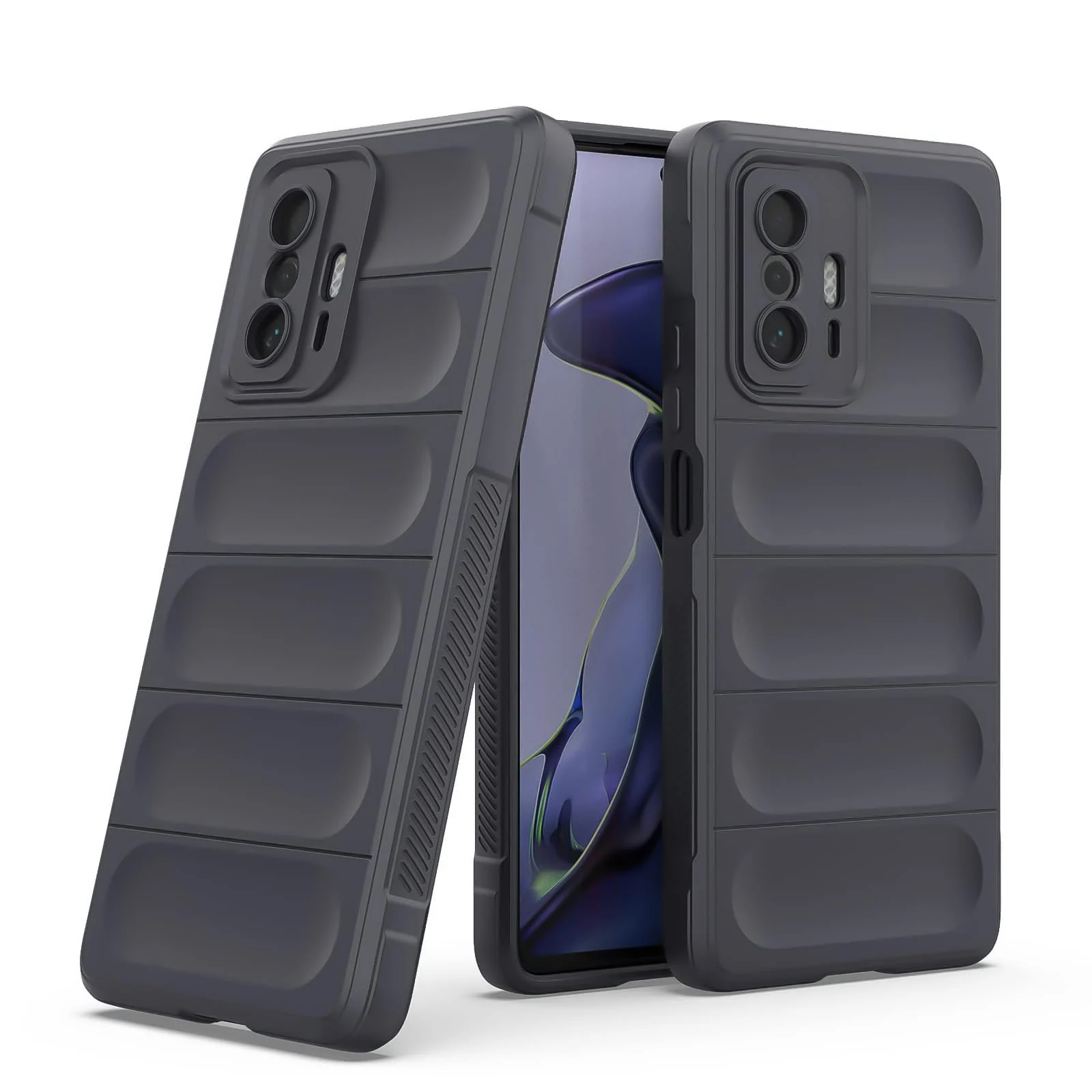 DL3 Mobilak Silicone Case for Xiaomi 11T/Xiaomi 11T Pro 5G Heavy Duty Protective [Slim Fit] Shockproof Soft Protective Design Shock-Absorption TPU Cover With Camera Protection - Dark Gray