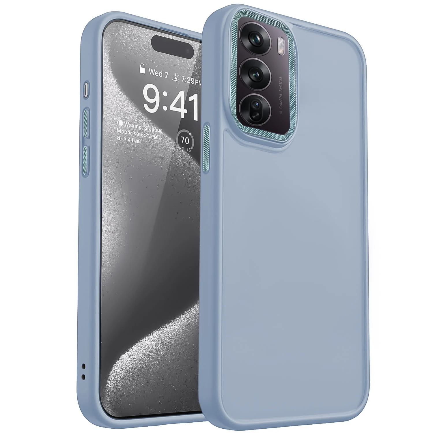 Dl3 Mobilak Case for Oppo Reno 12 Pro 5G (Reno12 Pro) Case Magnetic Translucent Matte Phone Cases Thin Slim Fit Shockproof Bumper Protective Cover for Women Men Girls (Baby Blue)
