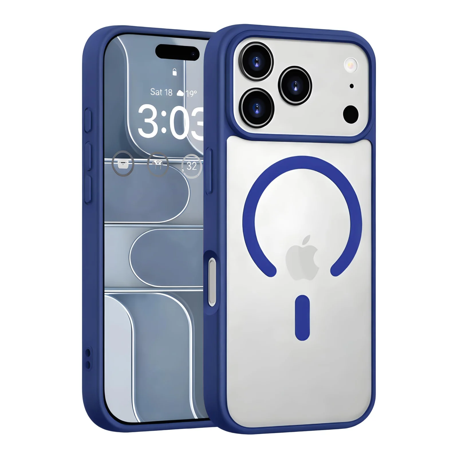 DL3 Mobilak Translucent Matte Case for iPhone 17 Pro Max Compatible with, Compatible with MagSafe accessories, Shock-absorbing protection, Scratch-resistant surface - Blue