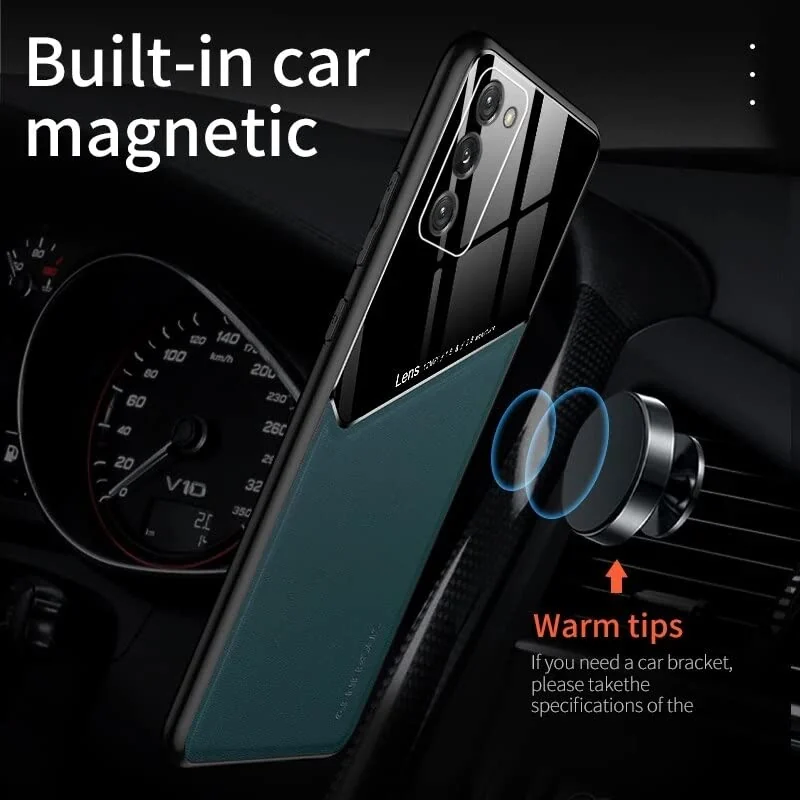 DL3 Mobilak Faux Leather and Plexiglass TPU Case for Samsung Galaxy S24 Plus with Magnetic Car-Mount Support and Shockproof Design - Green
