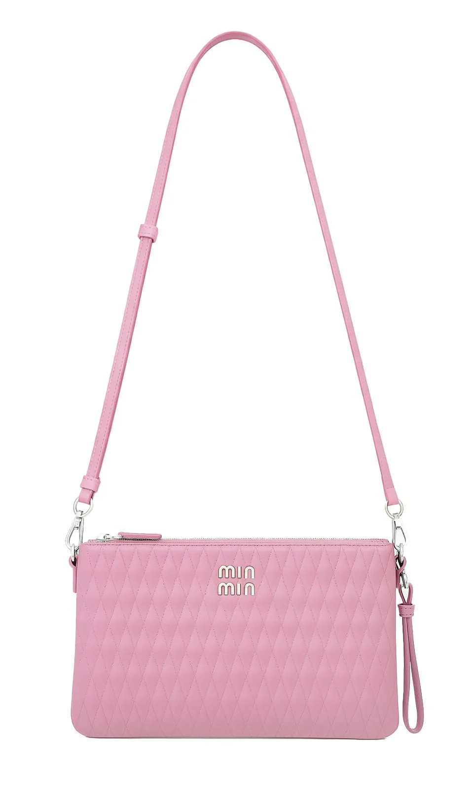 Mobigon Quilted Crossbody Clutch Bag for Women, Small Elegant Shoulder Purse with Removable Wristlet & Adjustable Strap, Lightweight Everyday Wear & Outing Use - Baby Pink