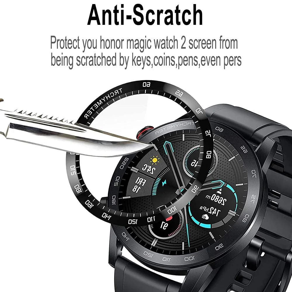 DL3 Mobilak Screen Protector For Honor Magic Watch 2 46mm, 3D Curved Soft Edge Protective Film [Anti-Scratch] [Bubble Free] [Ultra Shatterproof] [High Sensitive] (Not Glass) For Honor Magic 2 46mm - Black