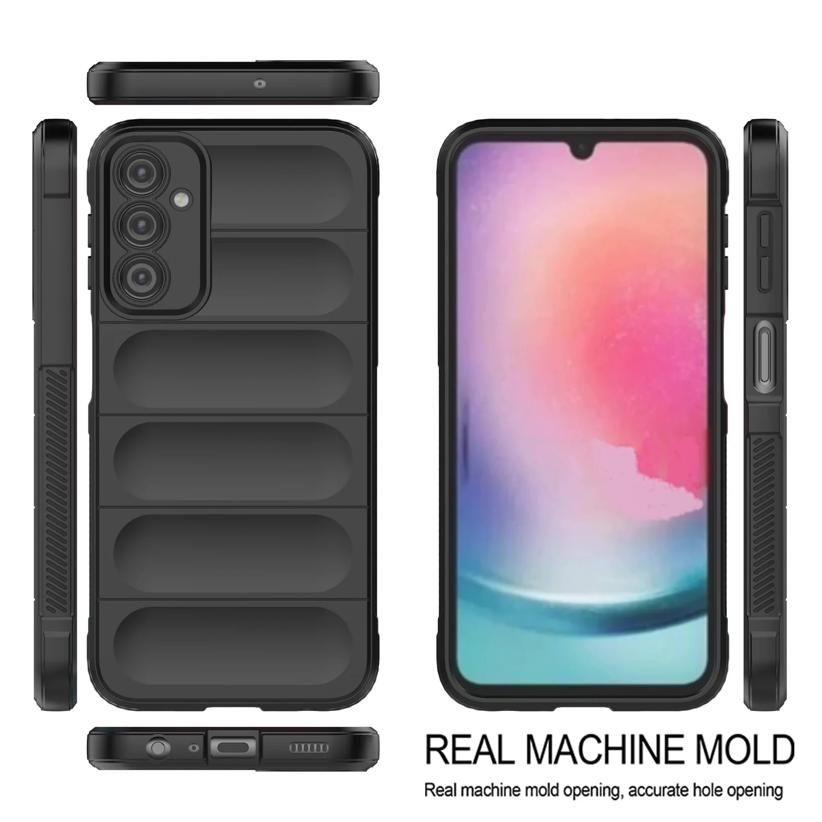 DL3 Mobilak Soft Silicone Protective Case for Samsung Galaxy A24 4G with Camera Protection and Shockproof Design - Black