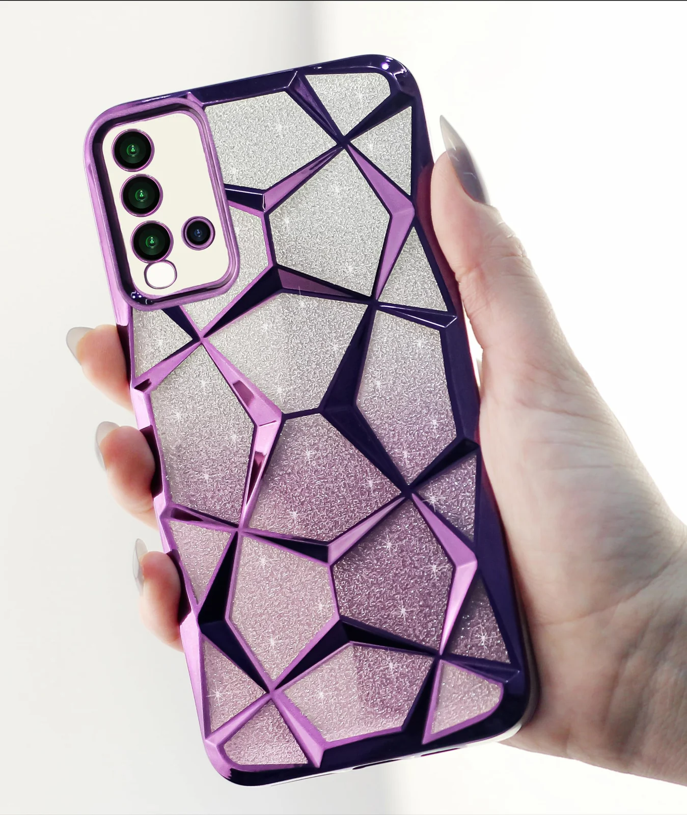 DL3 Mobilak Compatible with Xiaomi Redmi 9T Case Plating Bling Gradient Glitter Clear Cover Soft TPU Silicone Cute Camera Protection Shockproof Back for Women Girls Case - Purple