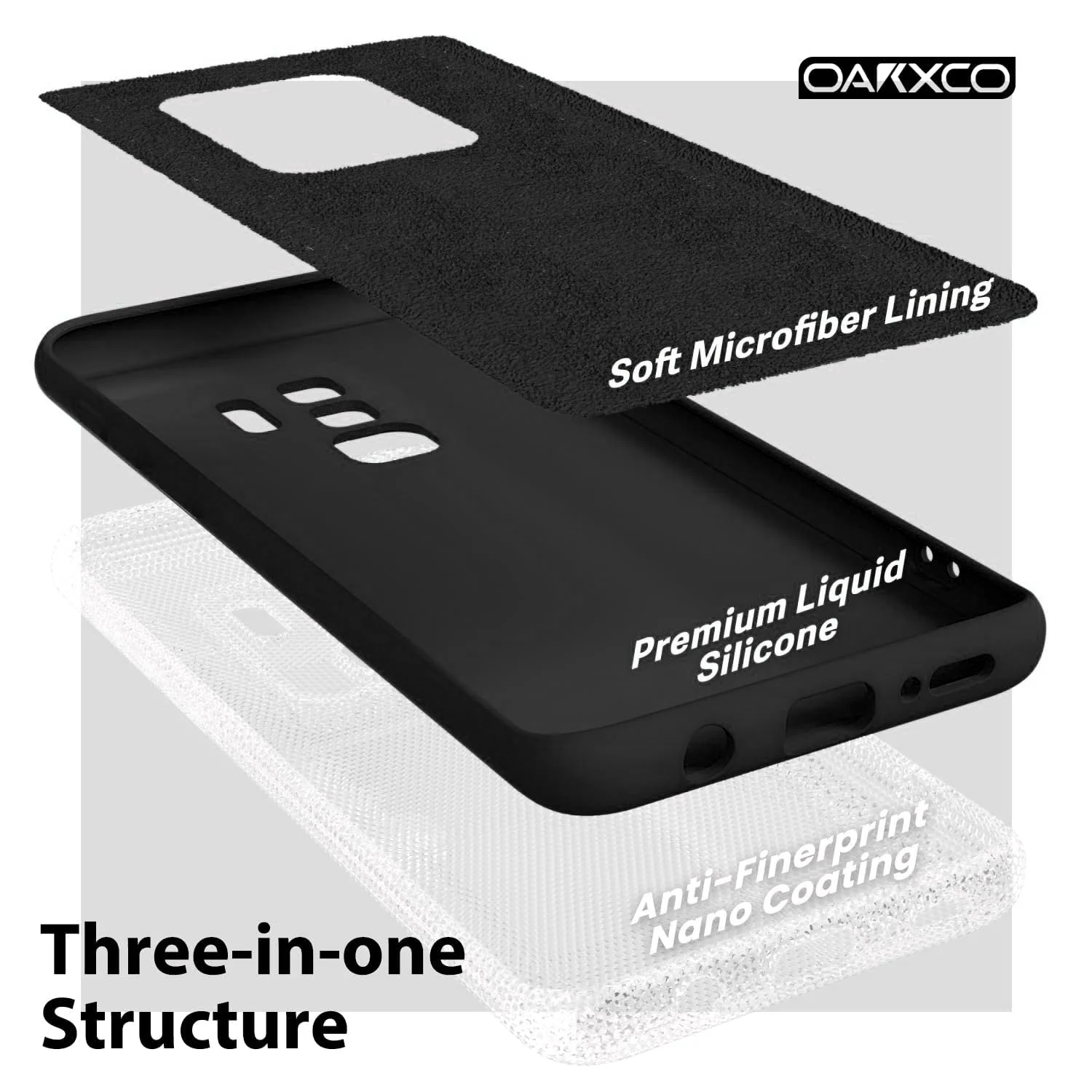 DL3 Mobilak Liquid Silicone Protective Case with Soft Microfiber Lining with Full Camera Protection for Samsung Galaxy S9 Plus - Black