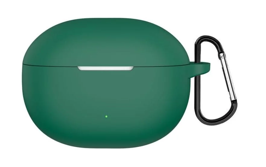 DL3 Mobilak Silicone Earbuds Case for Honor LCHSE X7i, Shock-absorbing protection, Includes a carabiner, Visible front LED - Green