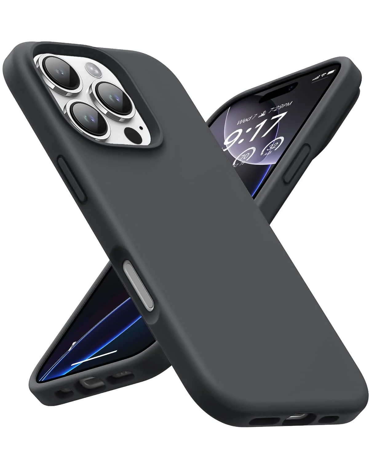 DL3 Mobilak Liquid Silicone Protective Case for iPhone 16 Pro with Microfiber Lining and Shockproof Design - Deep Gray 2